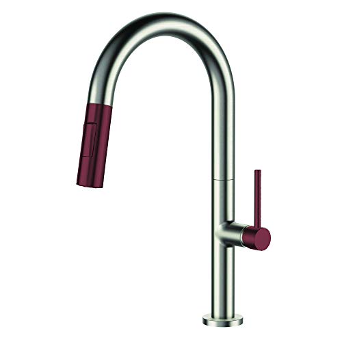 Satin Nickel/Red