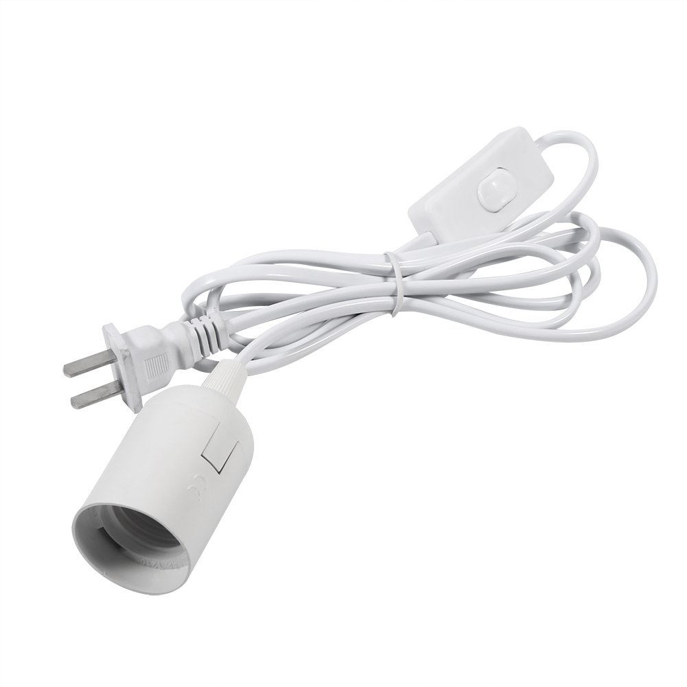 Durable White Hanging Light Socket - E26/E27 Lamp Holder for Temporary Lighting, Dorm Rooms & Home Emergency Use - US Standard Bulb Base