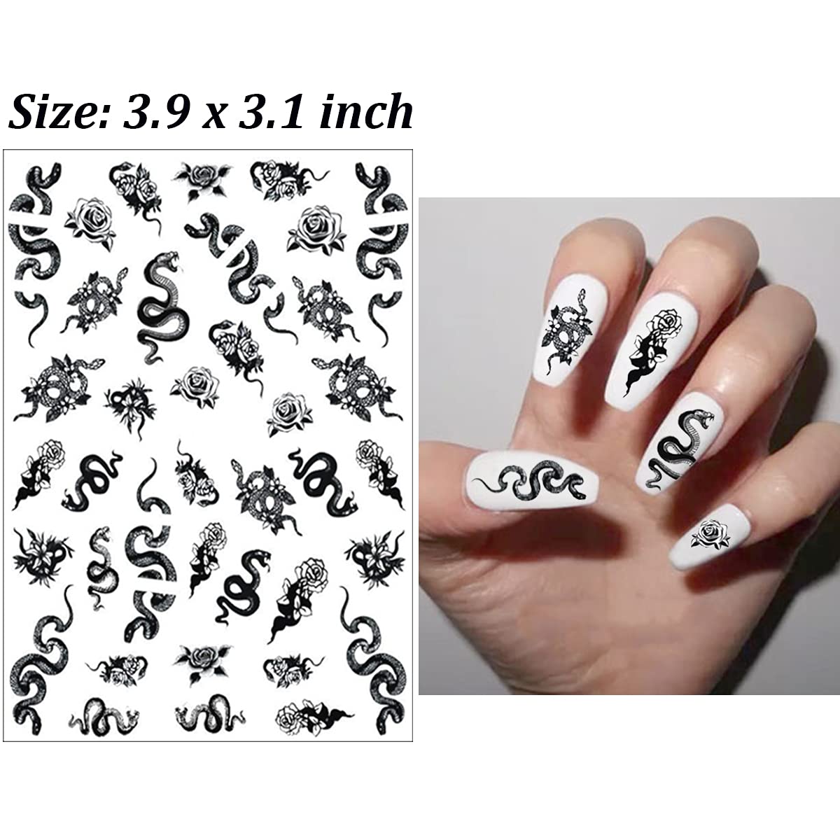 Gothic 3D Nail Art Stickers - Dark Skull, Heart, Cupid, Lips & Moon Designs - Acrylic Nail Decals for Halloween & Gothic Parties (8 Sheets) - Perfect for DIY Nail Art, Costume Events & Alternative Fashion