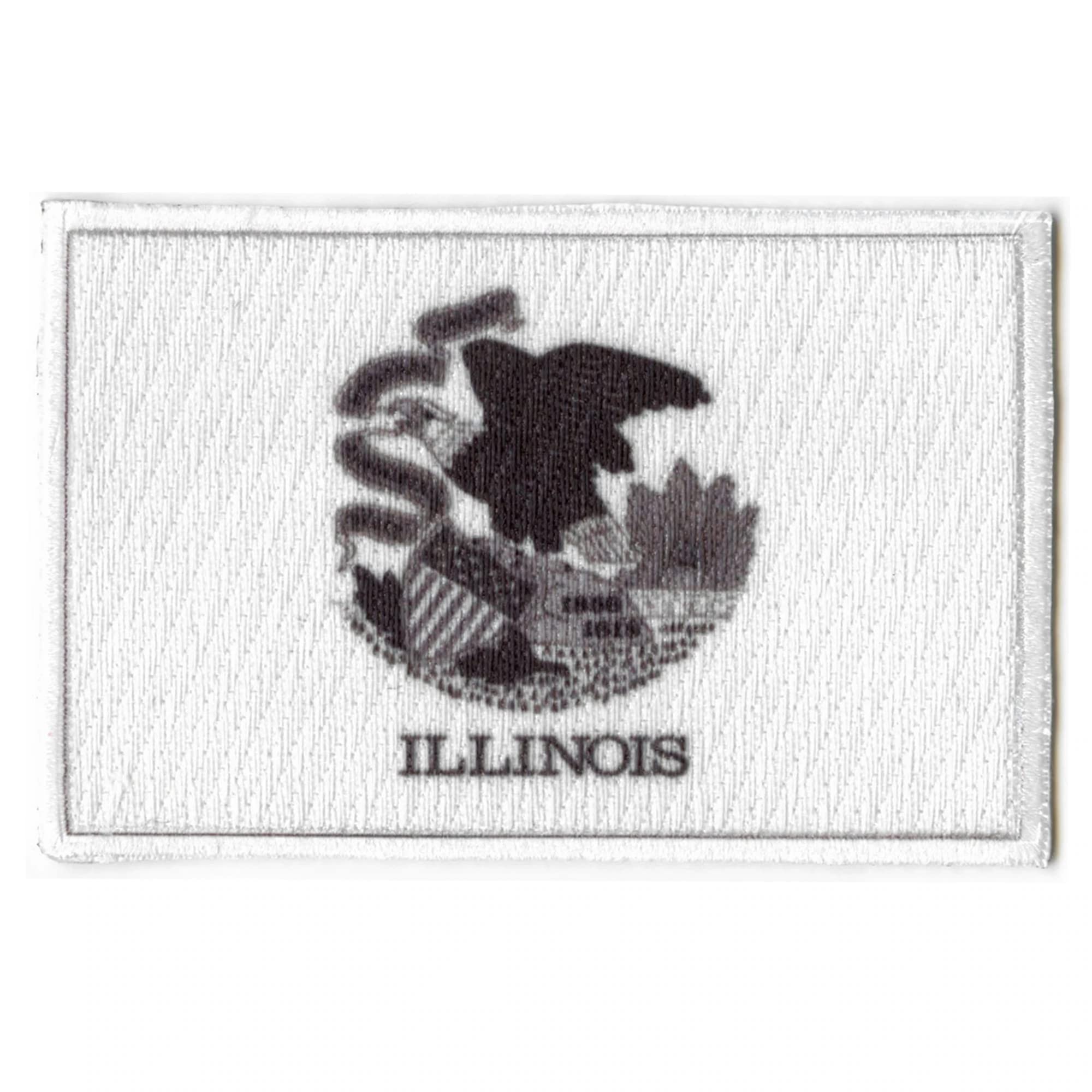 Premium Illinois State Flag Patch - Grayscale Embroidered Iron-On for Jackets, Hats & Backpacks | Durable Sew-On or Iron-On Applique for DIY Crafts & Uniforms