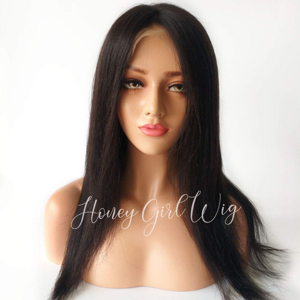 360 Lace Front Human Hair Wig - Light Yaki 180 Density with Baby Hair & Pre-Plucked Hairline | 12 Inch Natural Looking Wig for Daily Wear, Parties & Special Occasions