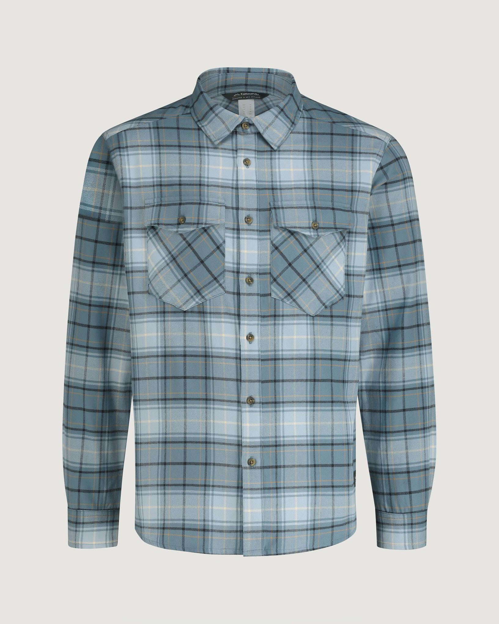 Men's Carrillon HF Long Sleeve Shirt - Ripple/Meteor Check Plaid Flannel - Comfortable Casual Button Down for Work, Outdoor & Fall Fashion
