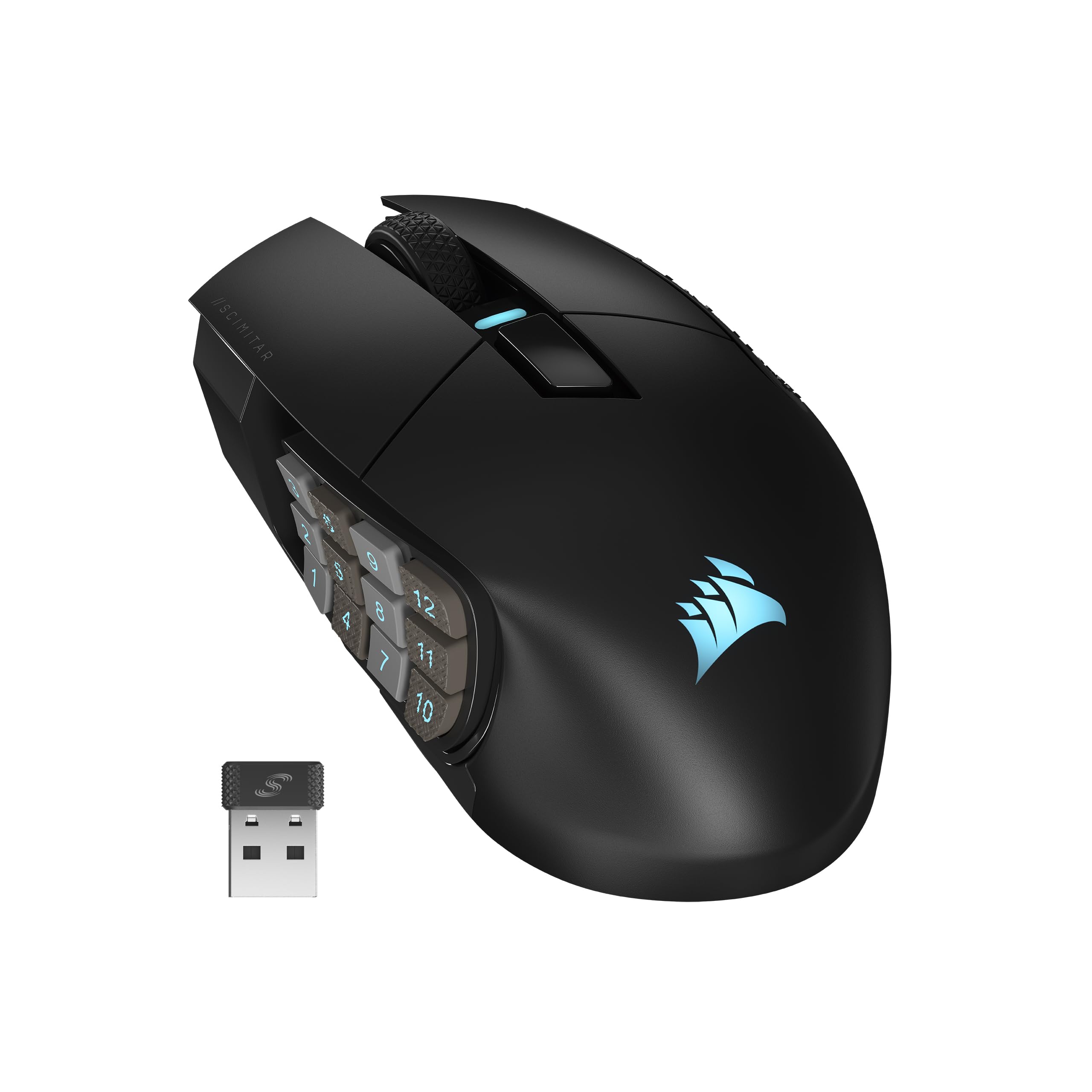 CORSAIR SCIMITAR ELITE WIRELESS MMO Gaming Mouse - 26,000 DPI Optical Sensor - 16 Programmable Buttons - Up to 150 Hours Battery Life - iCUE Software Compatible - RGB Lighting - Ergonomic Design for PC, PS5, PS4, Xbox - Black | Perfect for MMORPG, FPS, and Long Gaming Sessions