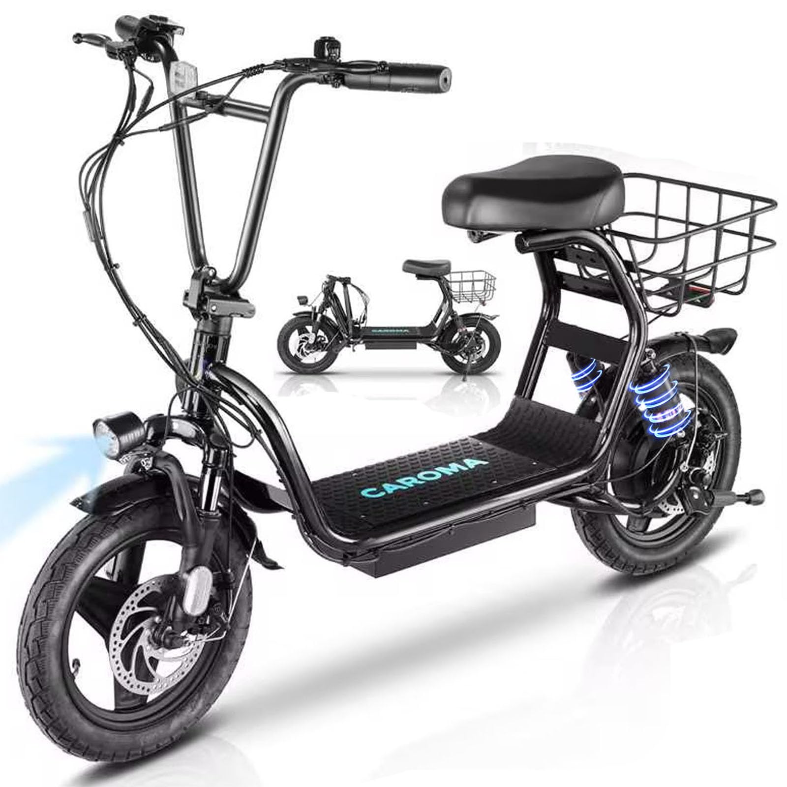 Caroma Peak 1200W Foldable Electric Scooter with Seat - 14