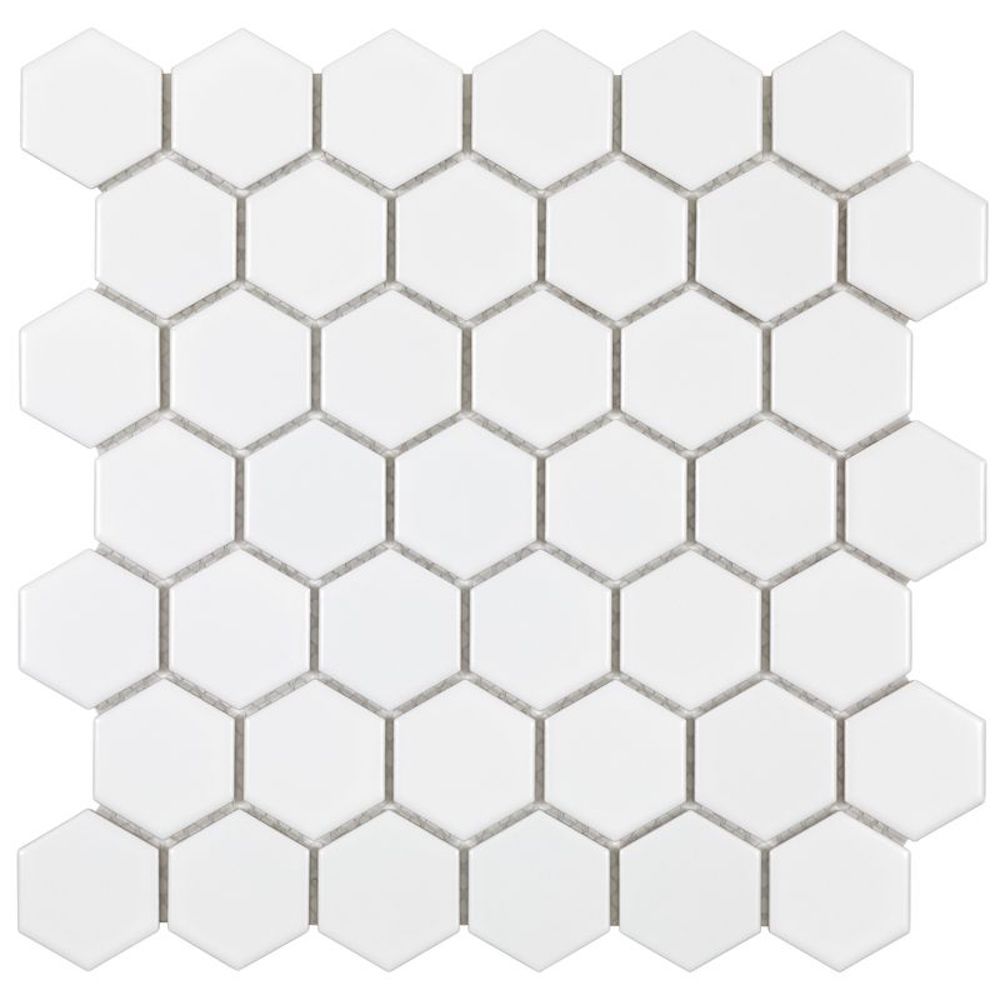 Hexagon White Matte Porcelain Mosaic Tile - Urbana Collection | Perfect for Kitchen Backsplash, Bathroom Walls & Modern Flooring Design