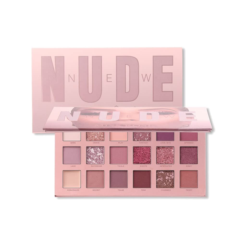 18 Color Eyeshadow Palette with Mirror - Matte, Shimmer & Glitter Blends, Natural Nudes & Velvet Finish + 5 Pcs Makeup Brush Set | Perfect for Everyday Wear, Party & Professional Makeup Looks