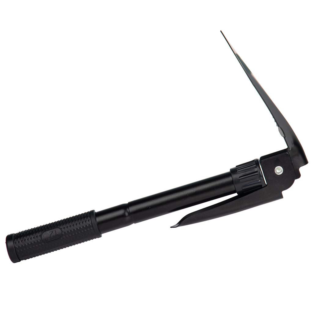 Military Camping Shovel - Portable Folding Shovel with Carrying Pouch, Durable Metal Handle for Gardening, Camping, Trekking, Fishing & Survival - Perfect for Outdoor Adventures, Emergency Kits & Backpacking (Black)