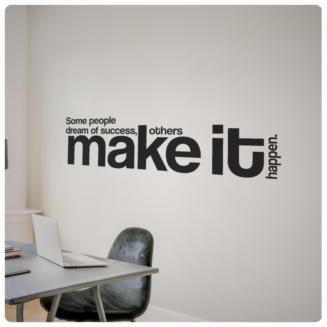 Inspirational Wall Decal - 'Some People Dream of Success Others Make it Happen' Motivational Vinyl Sticker for Office, Home Gym & Workspace Decor | Large Quote Sign for Success & Motivation