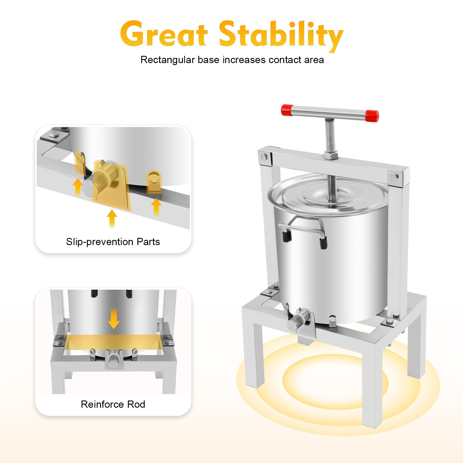 10L Stainless Steel Manual Honey Press Extractor - Beekeeping Equipment for Beeswax & Fruit Juice Extraction | Perfect for Home Brewing, Cider Making & Wine Production