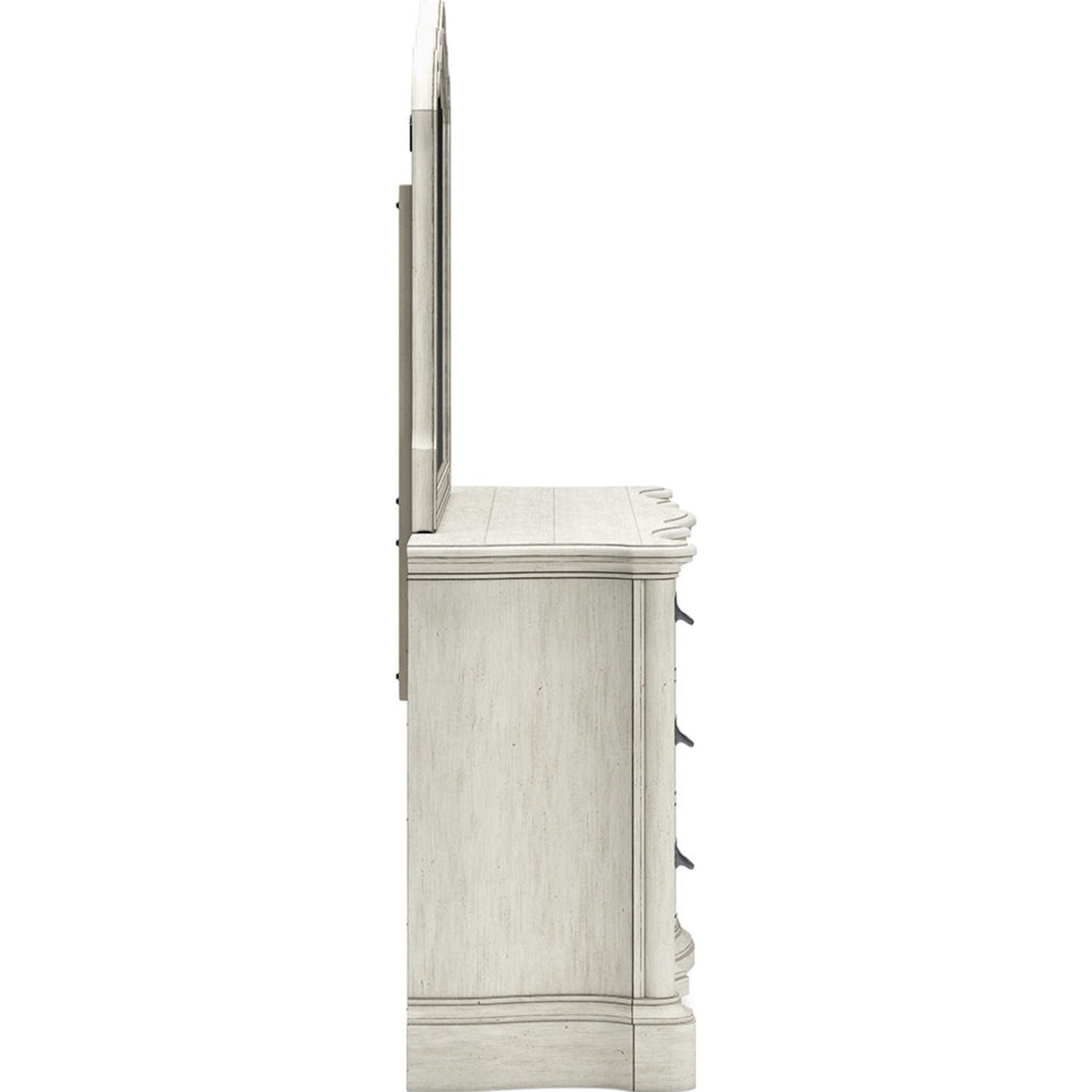 Arlendyne Antique White Dresser with Mirror - Elegant Bedroom Furniture for Home Decor & Storage