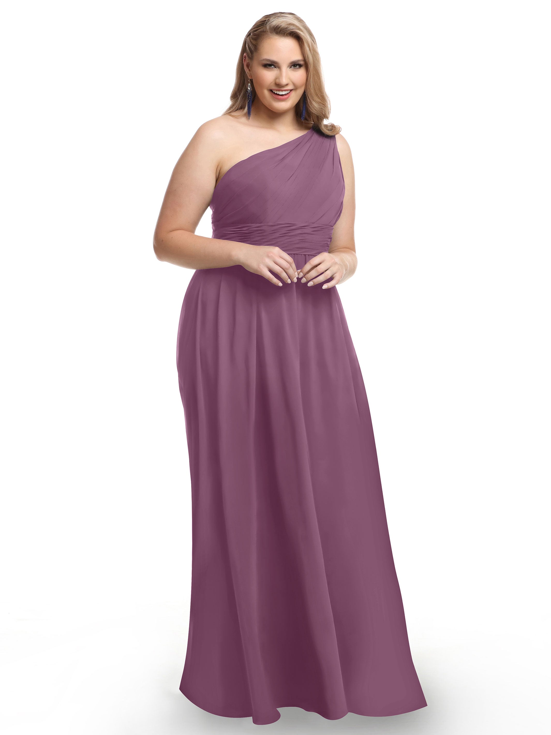 Elegant One Shoulder A-Line Chiffon Bridesmaid Dress with Ruching - Perfect for Weddings, Formal Events & Special Occasions (Style #80047)