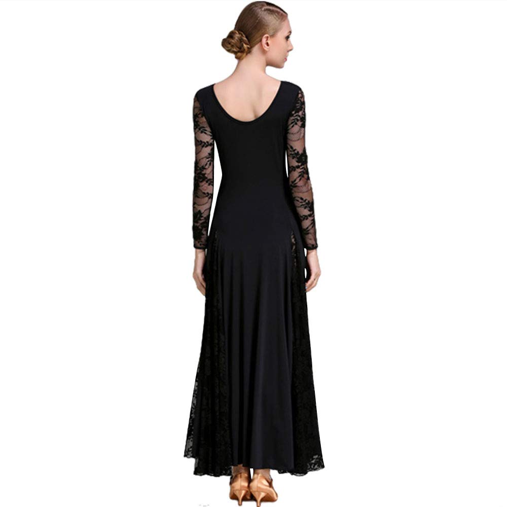 ZooBoo Lace Milk Silk Modern Dance Dress - Elegant Big Hemline Waltz & Tango Skirt for Ballroom, Wedding, and Performance