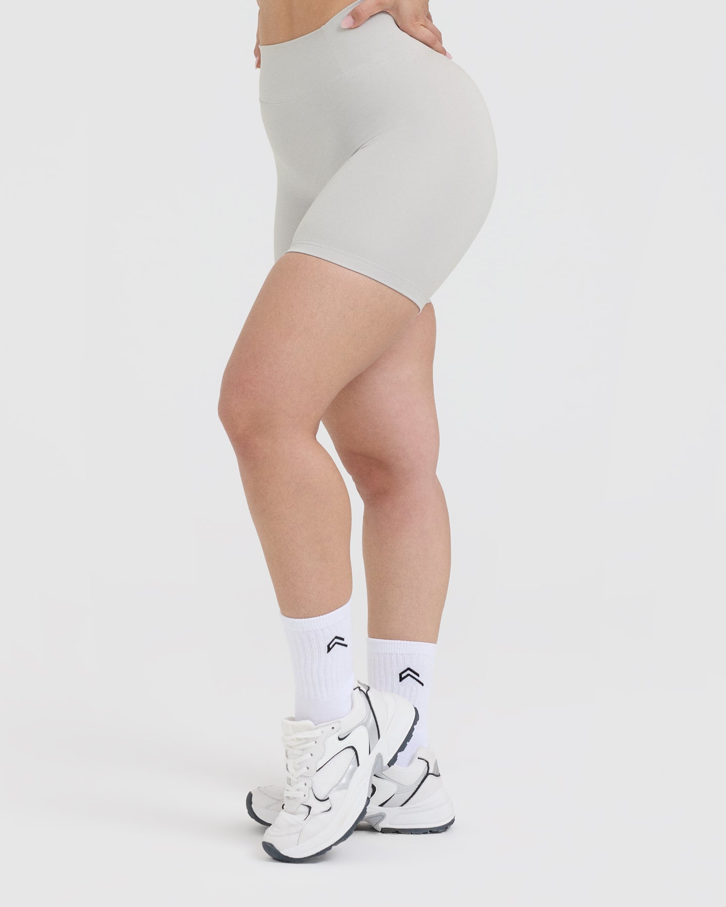 Timeless High Waisted Shorts for Women - Light Grey | Comfortable Summer Shorts for Casual Wear, Beach, and Travel