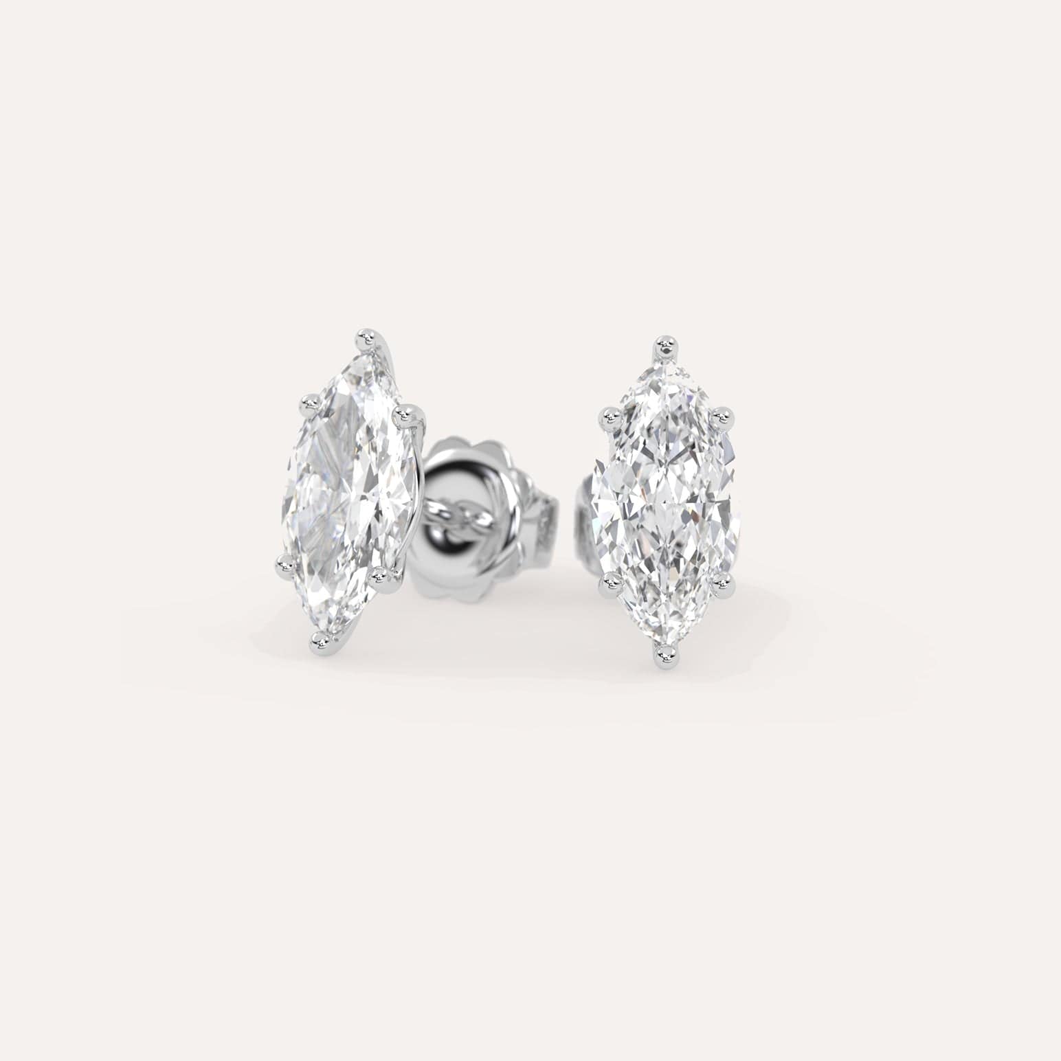 3 Carat Marquise Cut Diamond Stud Earrings for Women - 14K White Gold Dangle Earrings for Wedding, Anniversary & Special Occasions