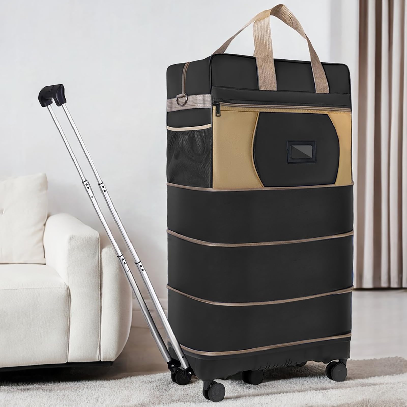Expandable Collapsible Luggage with Telescoping Handle & Removable Wheels - Large Capacity Foldable Travel Suitcase for Men & Women - Perfect for Air Travel, Business Trips and Weekend Getaways