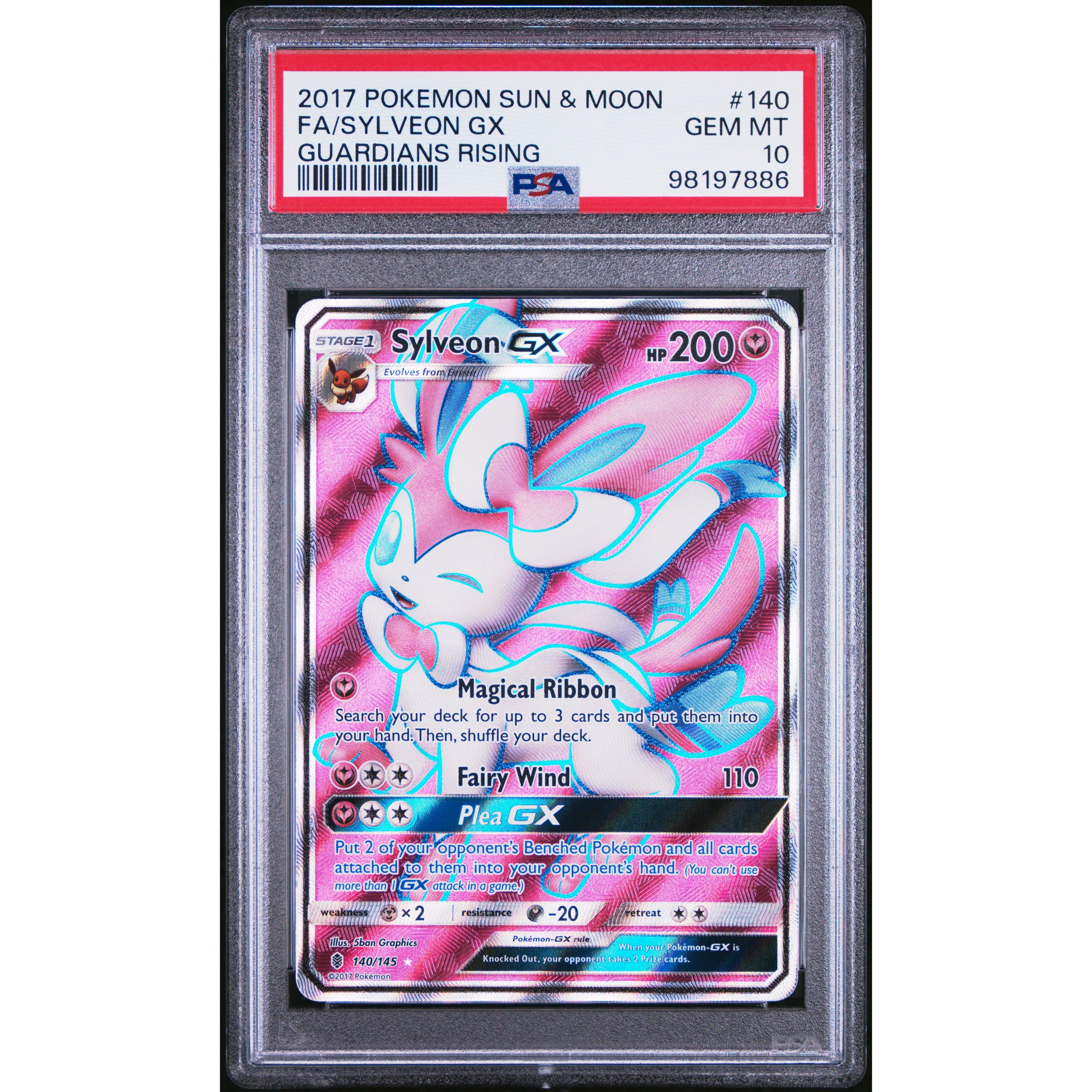 2017 Pokemon Guardians Rising Sylveon GX 140/145 PSA 10 Graded Card - Rare Collectible Trading Card for Pokemon TCG Players & Collectors - Perfect for Display, Gaming, and Investment