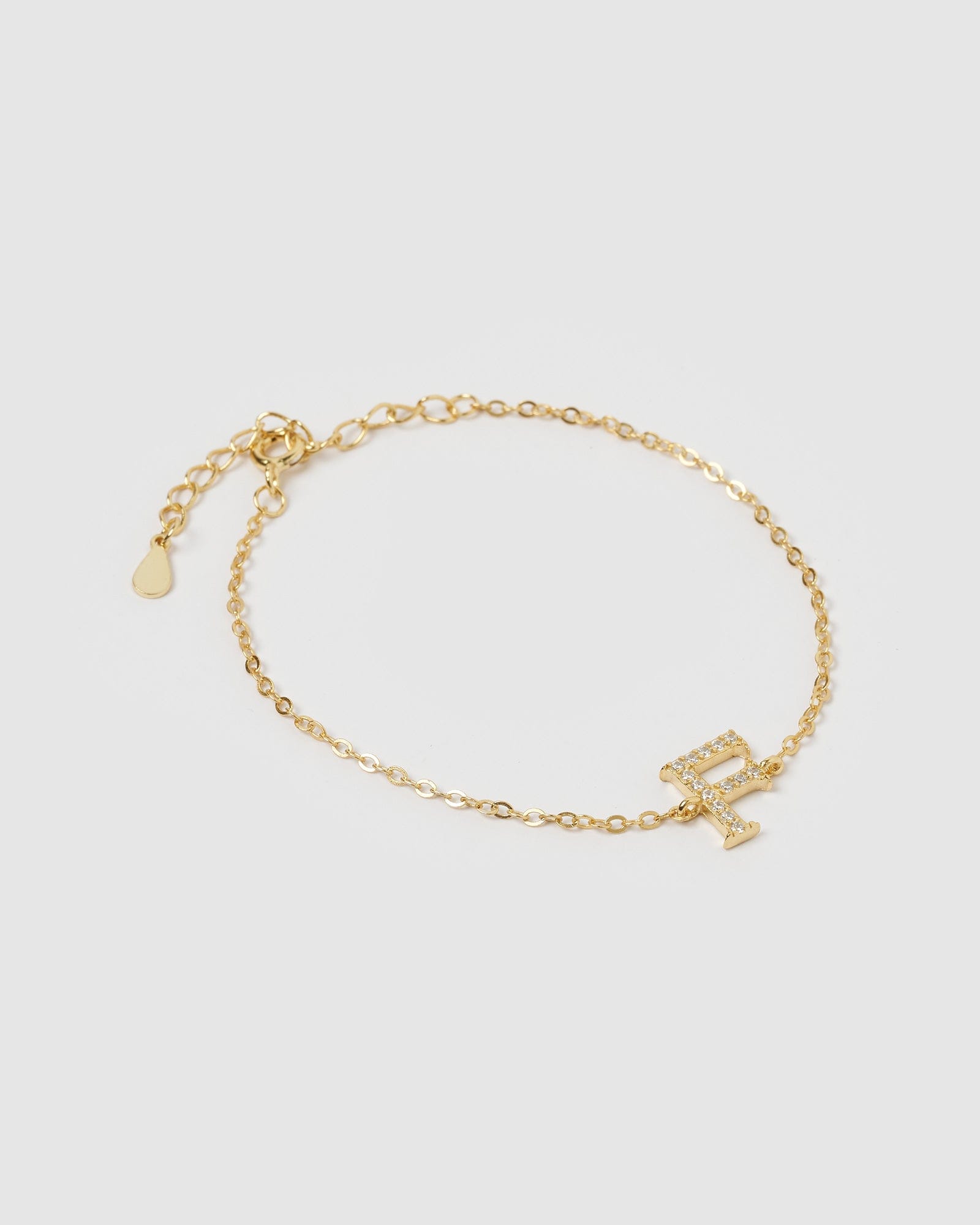Izoa Crystal Letter F Bracelet - Gold Plated Initial Charm Jewelry for Women, Gift for Her, Birthday, Anniversary, Valentine's Day - Perfect for Everyday Wear & Special Occasions