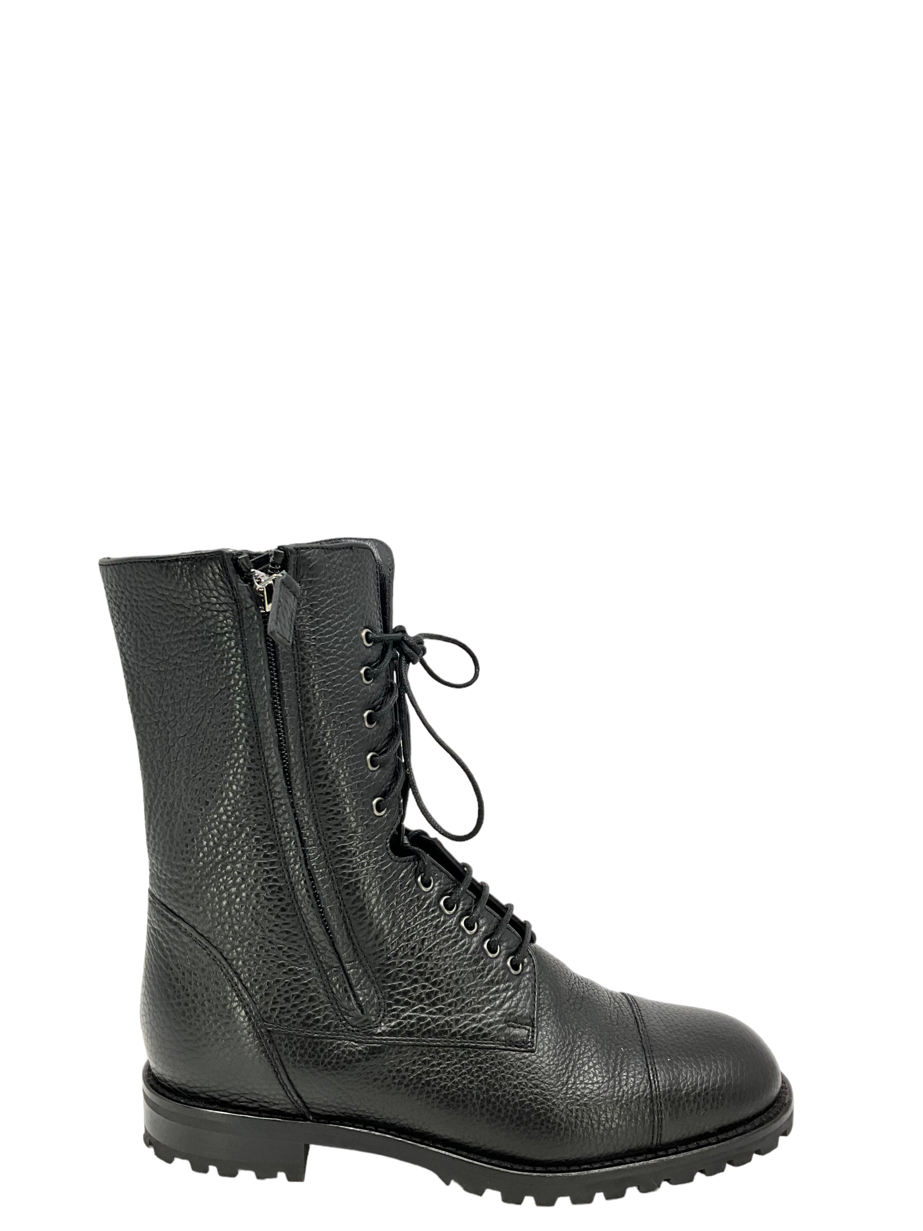 Manolo Blahnik Women's Campcha Leather Combat Boots - Size 7 US, Chunky Heel Ankle Booties for Fall & Winter Fashion, Perfect for Office, Night Out and Street Style
