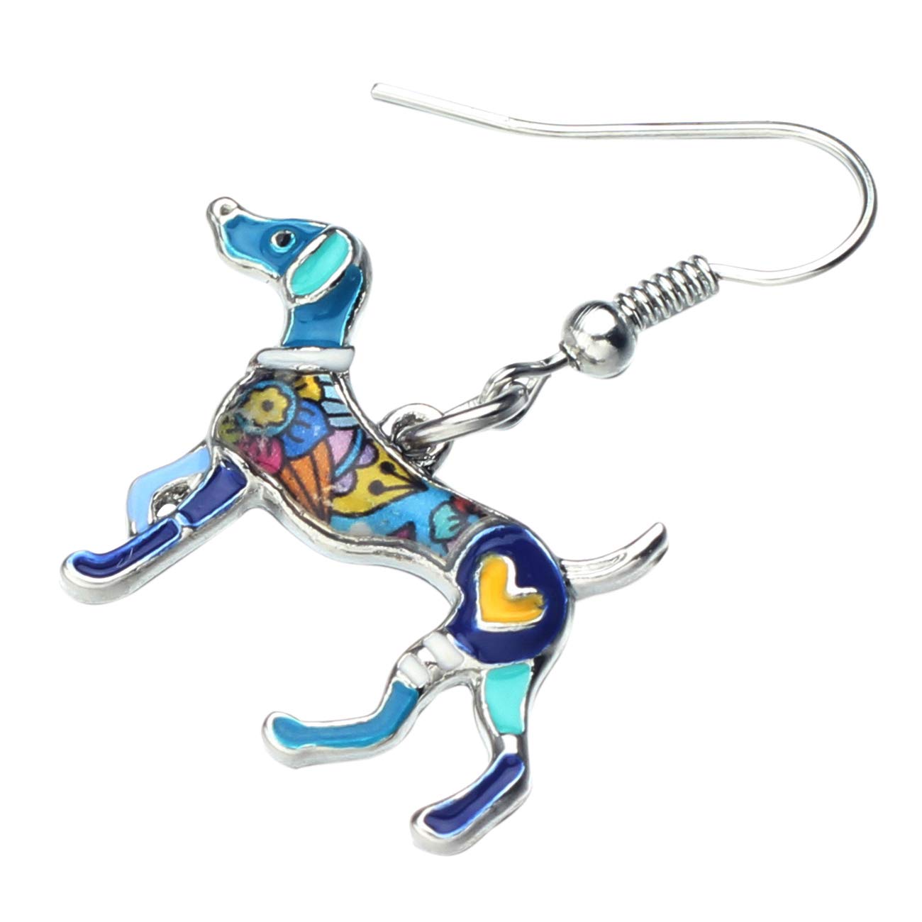 BONSNY Colorful Whippet Dog Enamel Alloy Earrings for Women - Fun Pet Lover Jewelry, Novelty Animal Charm Earrings - Perfect for Casual Wear, Gifts & Dog-Themed Parties