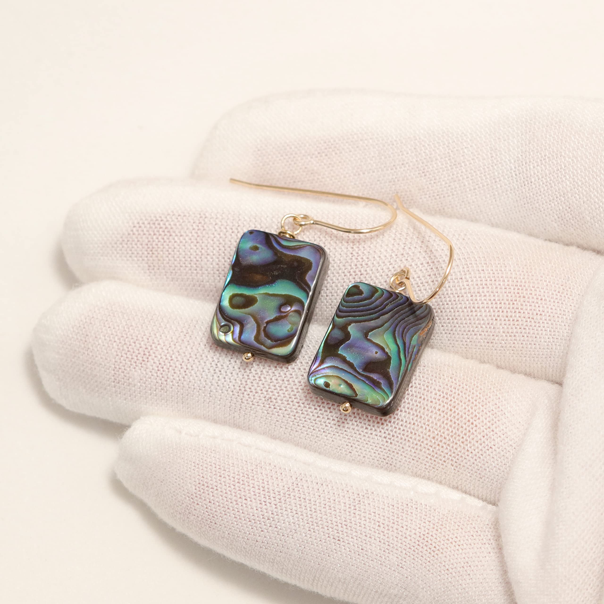 Mother of Pearl Earrings | Abalone Paua Shell Jewelry | Peacock Blue MOP Rectangle Dangle Earrings for Women | Perfect for Everyday Wear, Office & Special Occasions