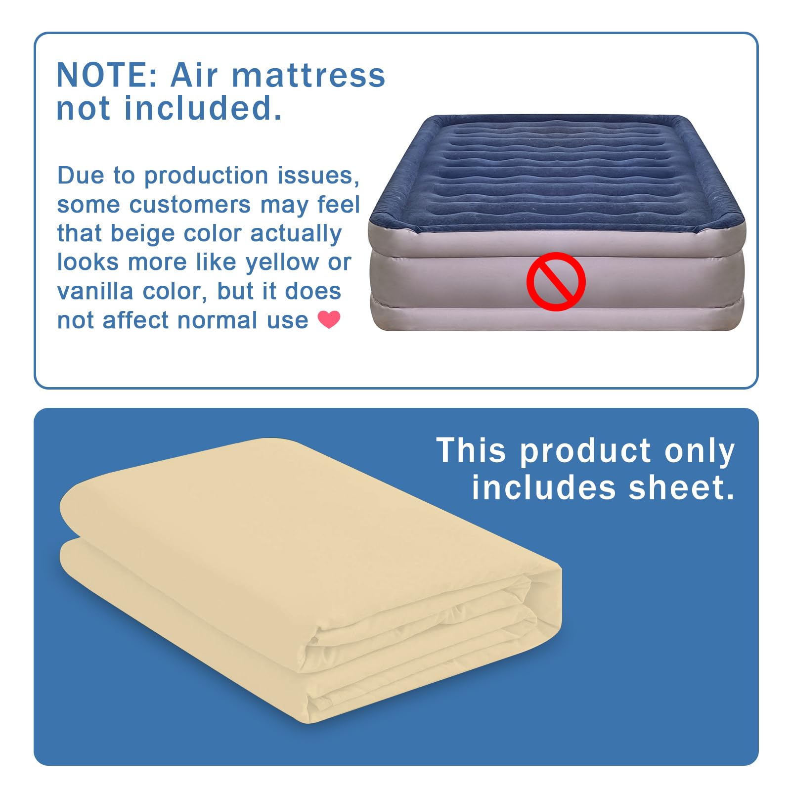 Bedecor Twin Size Air Mattress Sheets - Super Soft & Breathable Removable Fitted Sheet with Deep Pocket (21