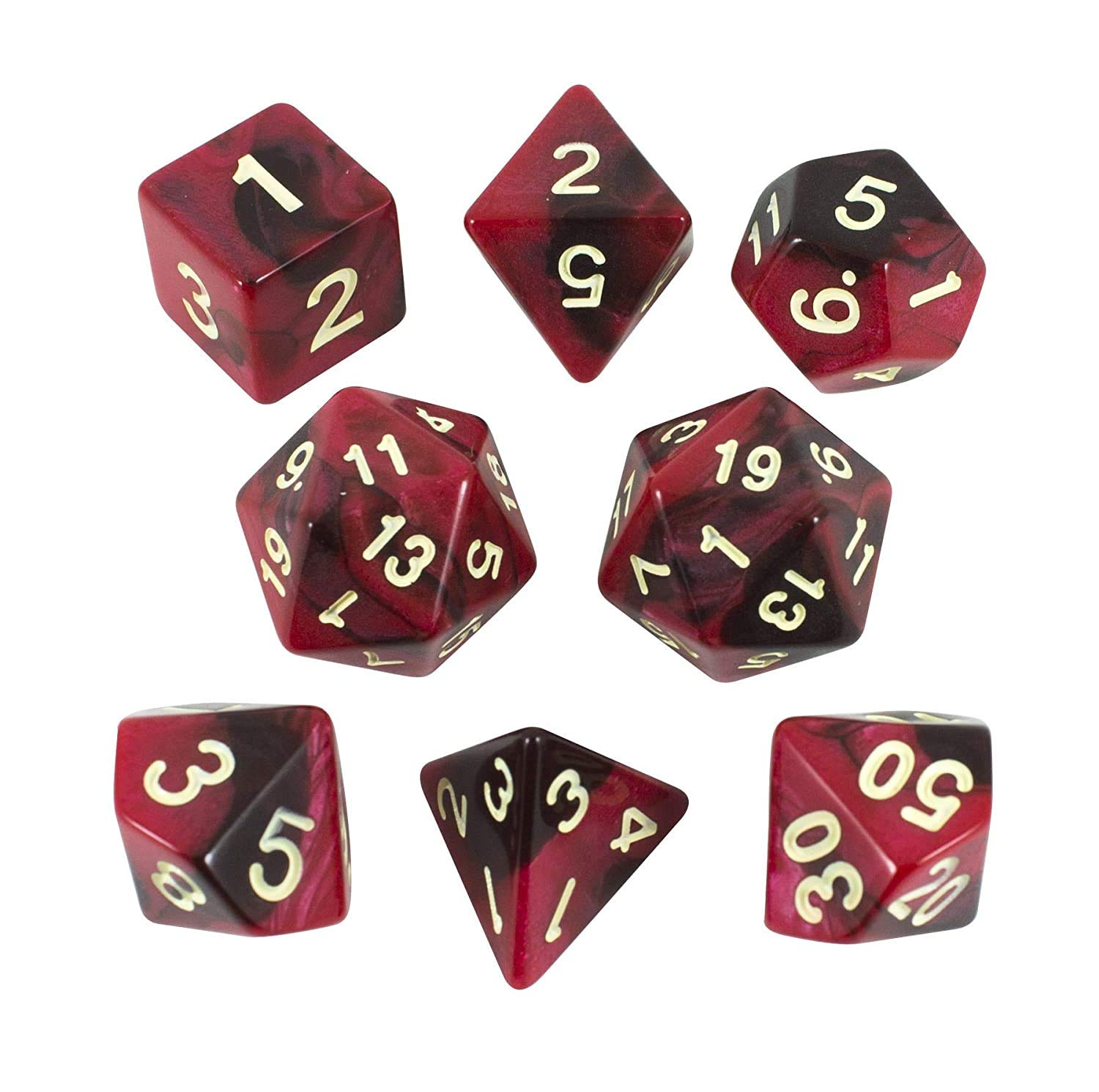 Blood God DND Dice Set - Red & Brown with Extra D20 for RPG Gaming
