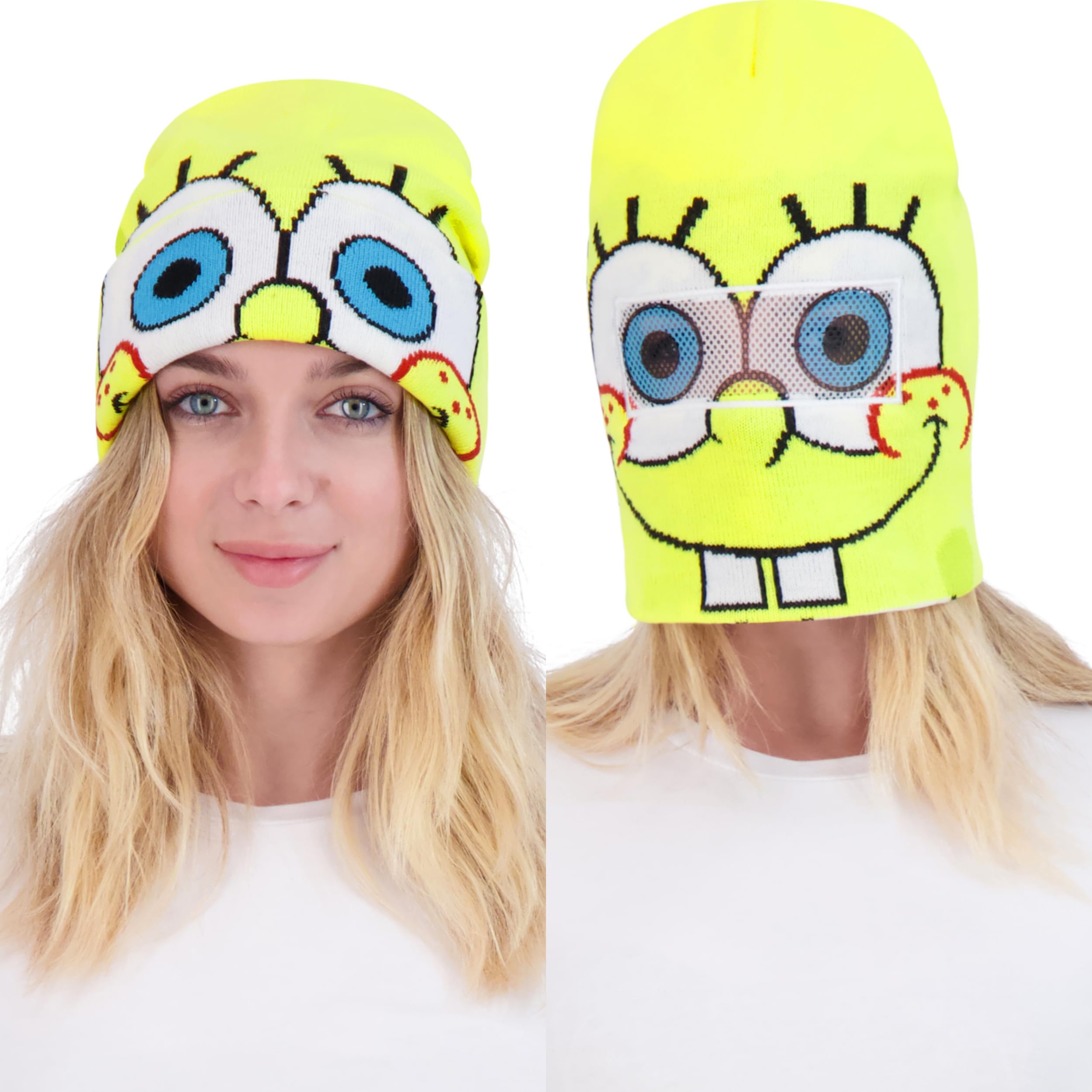 Spongebob Squarepants Beanie Hat for Adults & Kids - Soft Winter Knit Cap with Logo - Perfect for Cosplay, Halloween Costume & Cartoon Fans