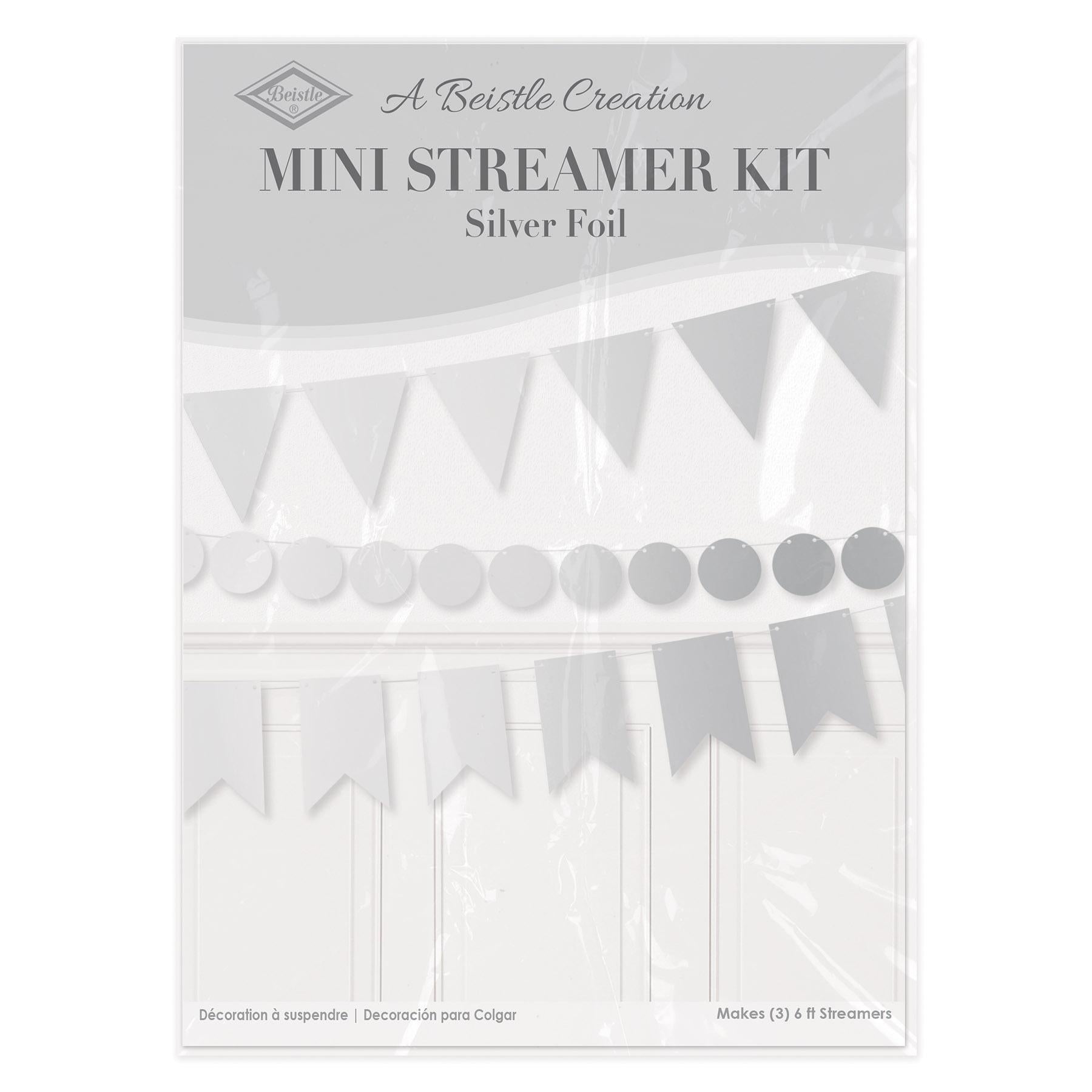12 Pack Beistle Foil Mini Party Streamer Kit - Silver | Bulk Party Decorations for Birthday, Wedding & Holiday Celebrations