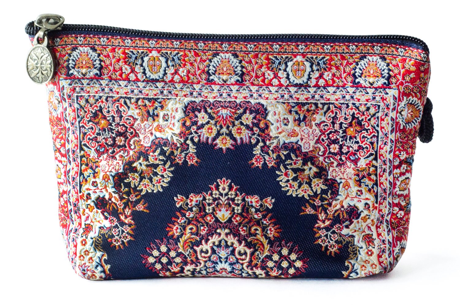 Handwoven Oriental Carpet Cosmetic Bag - Mashad Design Collection Clutch & Makeup Pouch | Perfect for Travel, Bridal Essentials & Luxury Gift Giving