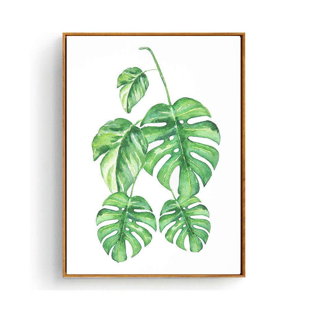 Botanical Framed Canvas Wall Art - Green Leaf Plant Decor with Wooden Frame, Tropical Floral Prints for Living Room, Bedroom & Bathroom - Ready to Hang 13x17 Inches - Perfect for Boho, Farmhouse & Modern Home Decor