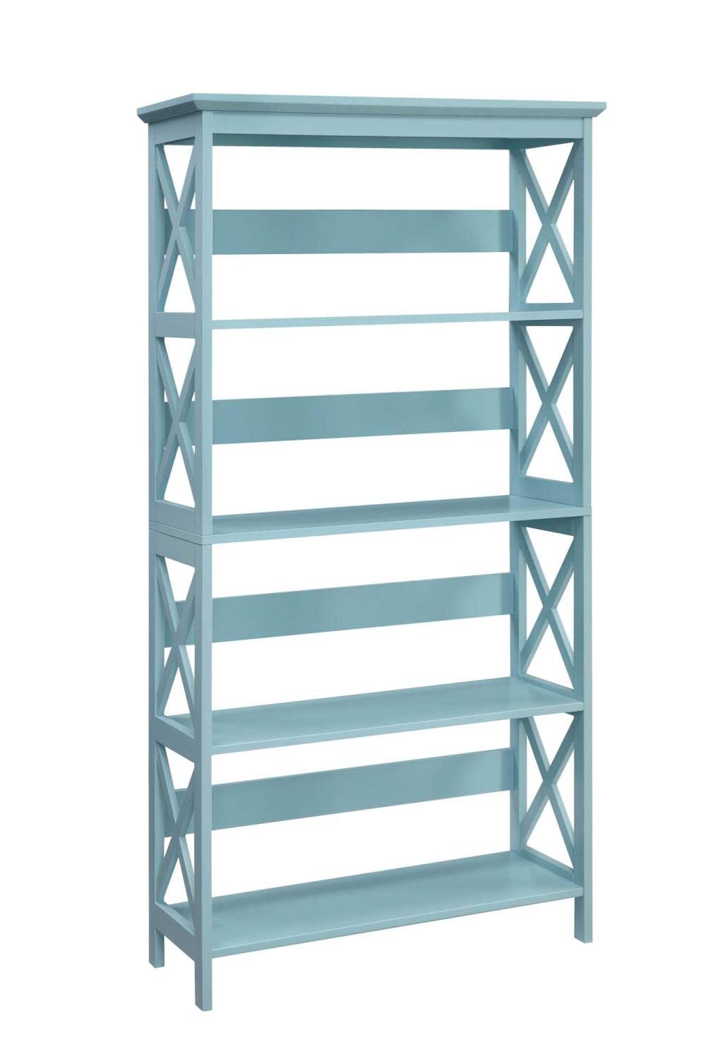 Oxford 5-Tier Bookcase by Convenience Concepts - Modern Sea Foam Storage Shelf for Living Room, Bedroom & Office - Perfect for Books, Decor & Organizing Small Spaces