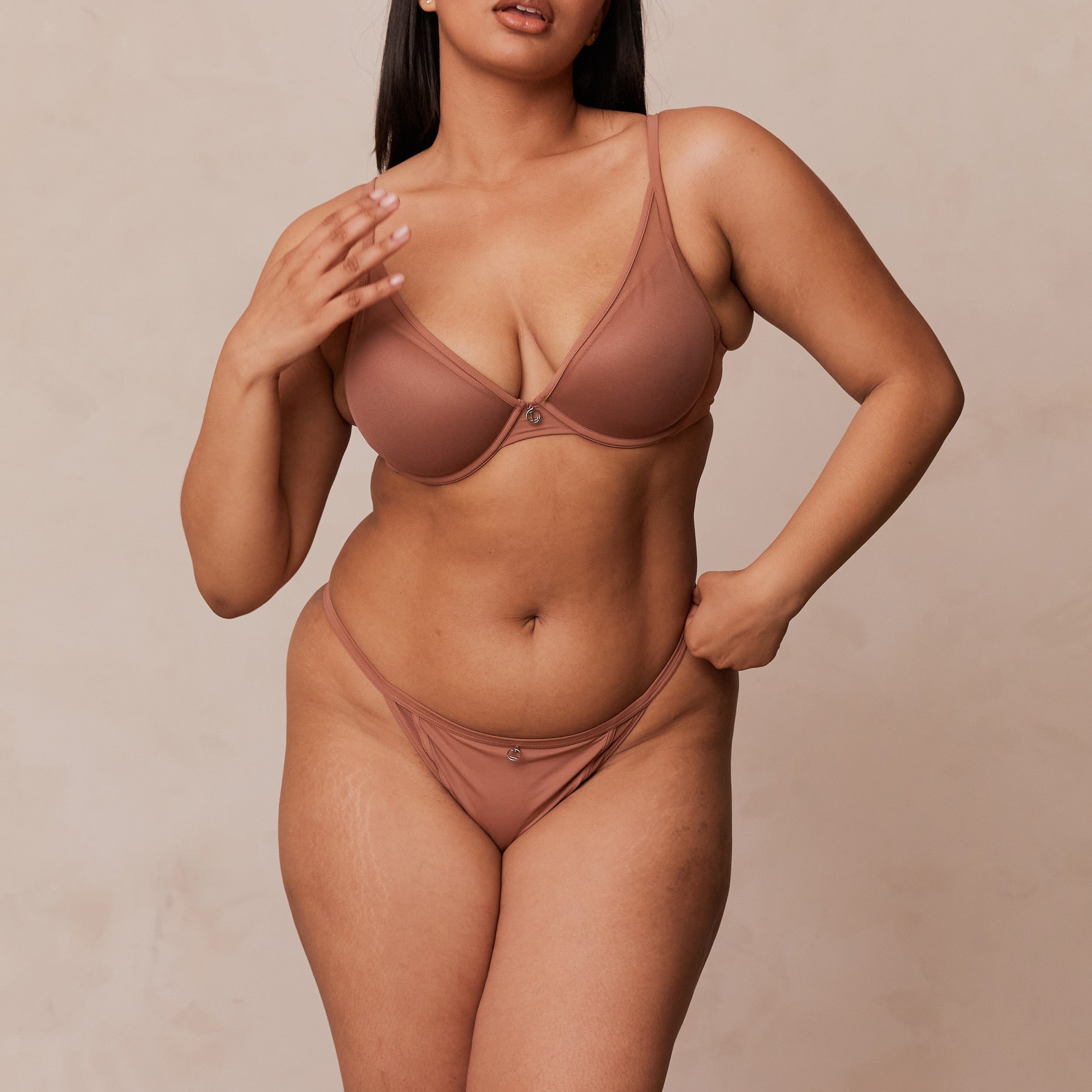 Classic Plunge T-Shirt Bra in Mocha - Comfortable & Supportive Underwire Bra for Everyday Wear, Date Night & Layering