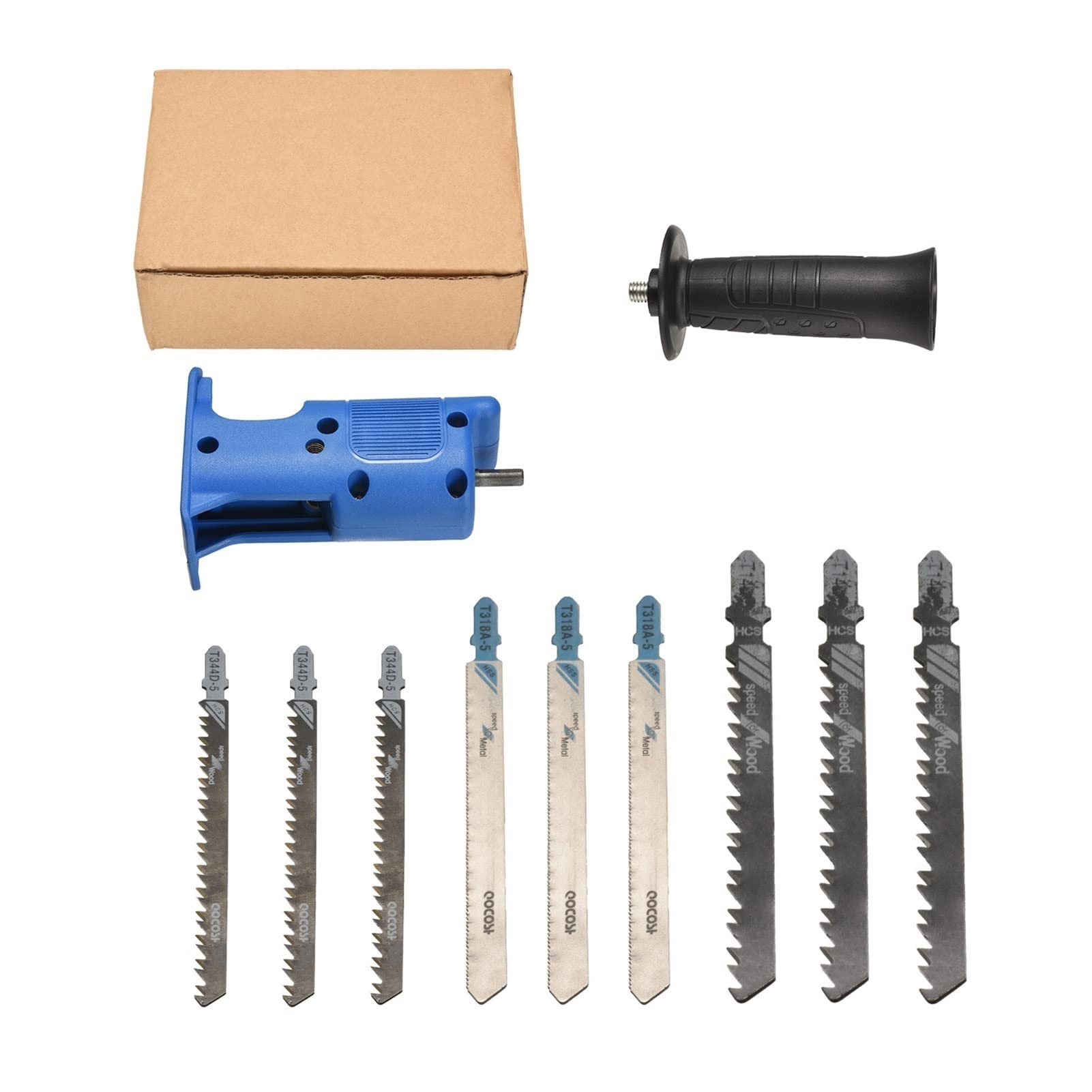 Electric Drill Adapter for Reciprocating Saw - Wood & Metal Cutting Tool, Jig Saw Attachment (Blue) - Perfect for DIY Projects, Home Renovation & Woodworking