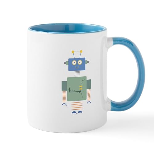 White/Blue Inside - Robot Mugs
