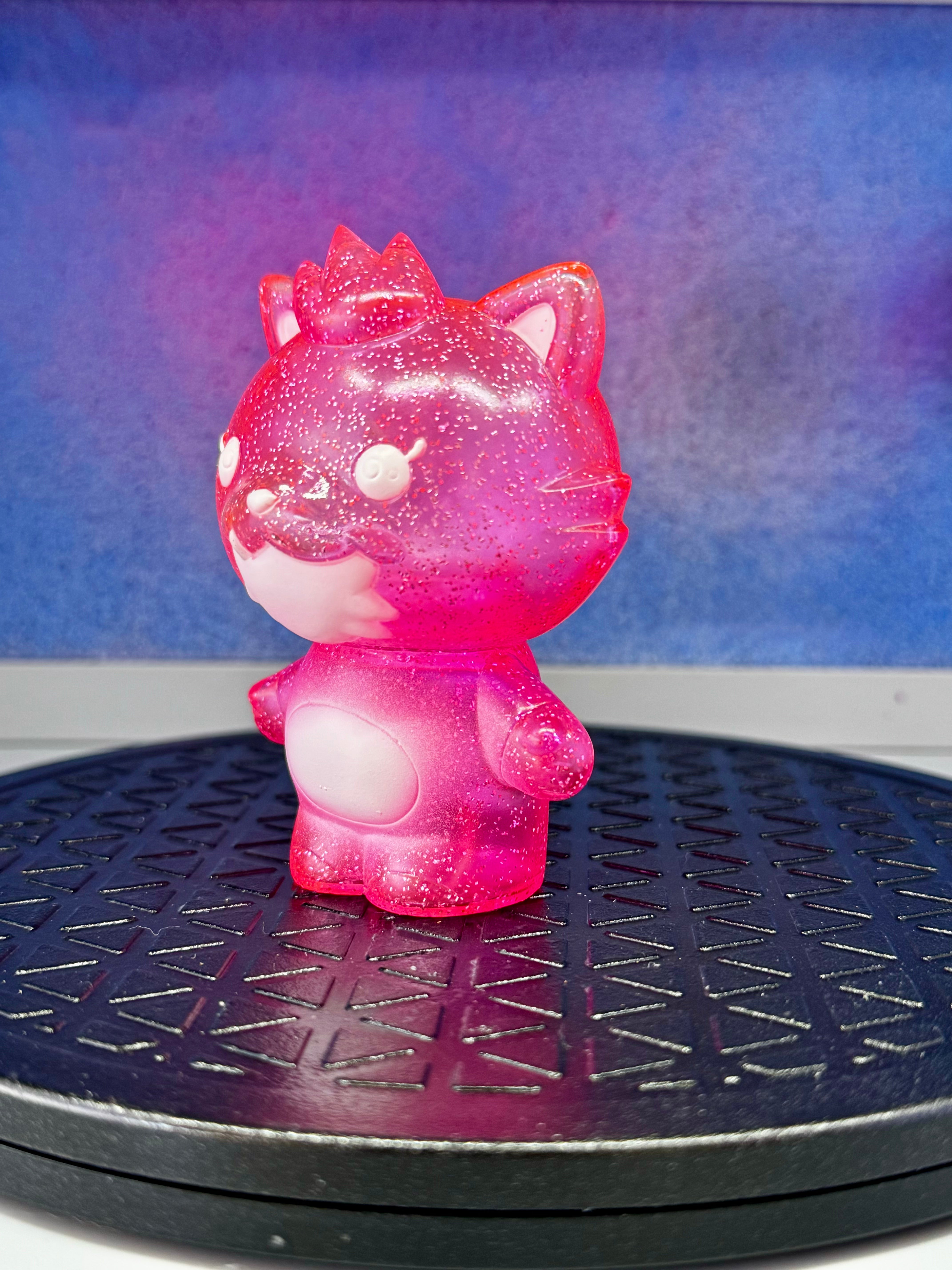 Grandpa Sofubi Pink Glitter Vinyl Figure - Kawaii Japanese Collectible Toy for Anime Fans | Perfect for Shelf Displays, Gift Giving & Pop Culture Collections