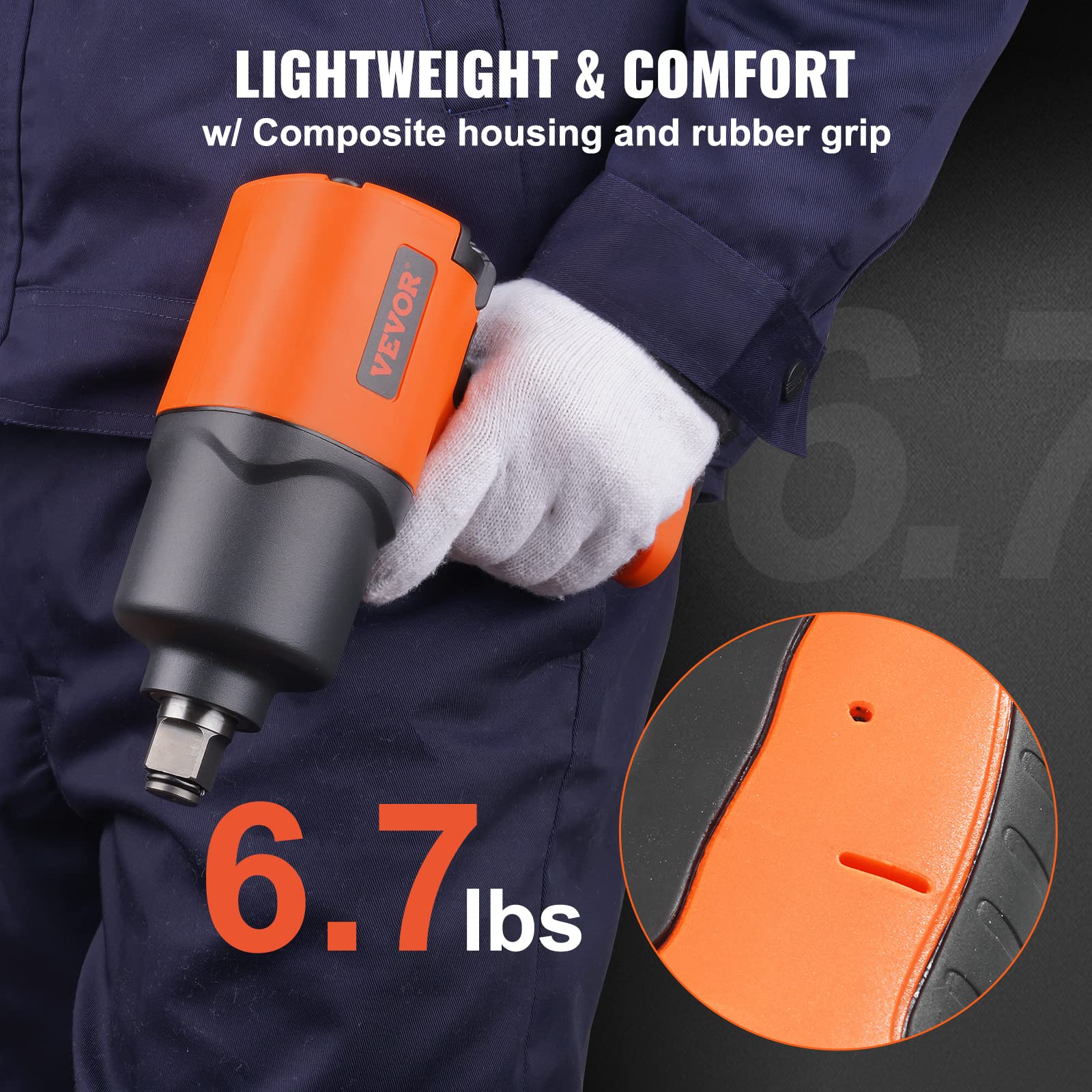 VEVOR 3/4-Inch Drive Air Impact Wrench - 1870ft-lbs Nut-Busting Torque, Heavy Duty Composite Pneumatic Impact Gun for Auto Repair, Tire Changes & Industrial Maintenance (Perfect for Mechanics & DIY Car Enthusiasts)