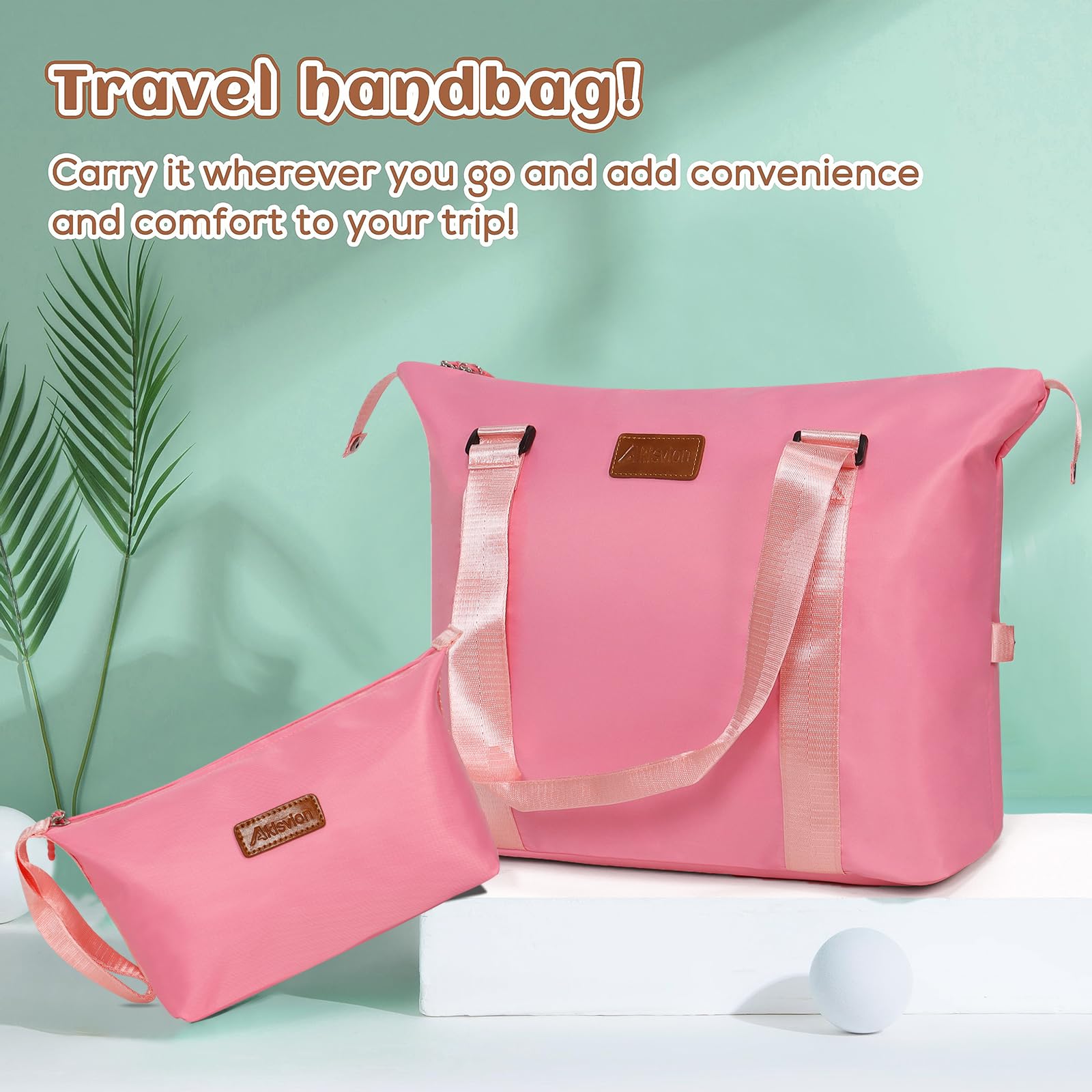 3-Piece ABS Hardshell Spinner Luggage Set with Carry-On Suitcase, Weekender Bag & Toiletry Bag (Pink) - Perfect for Air Travel, Business Trips & Family Vacations
