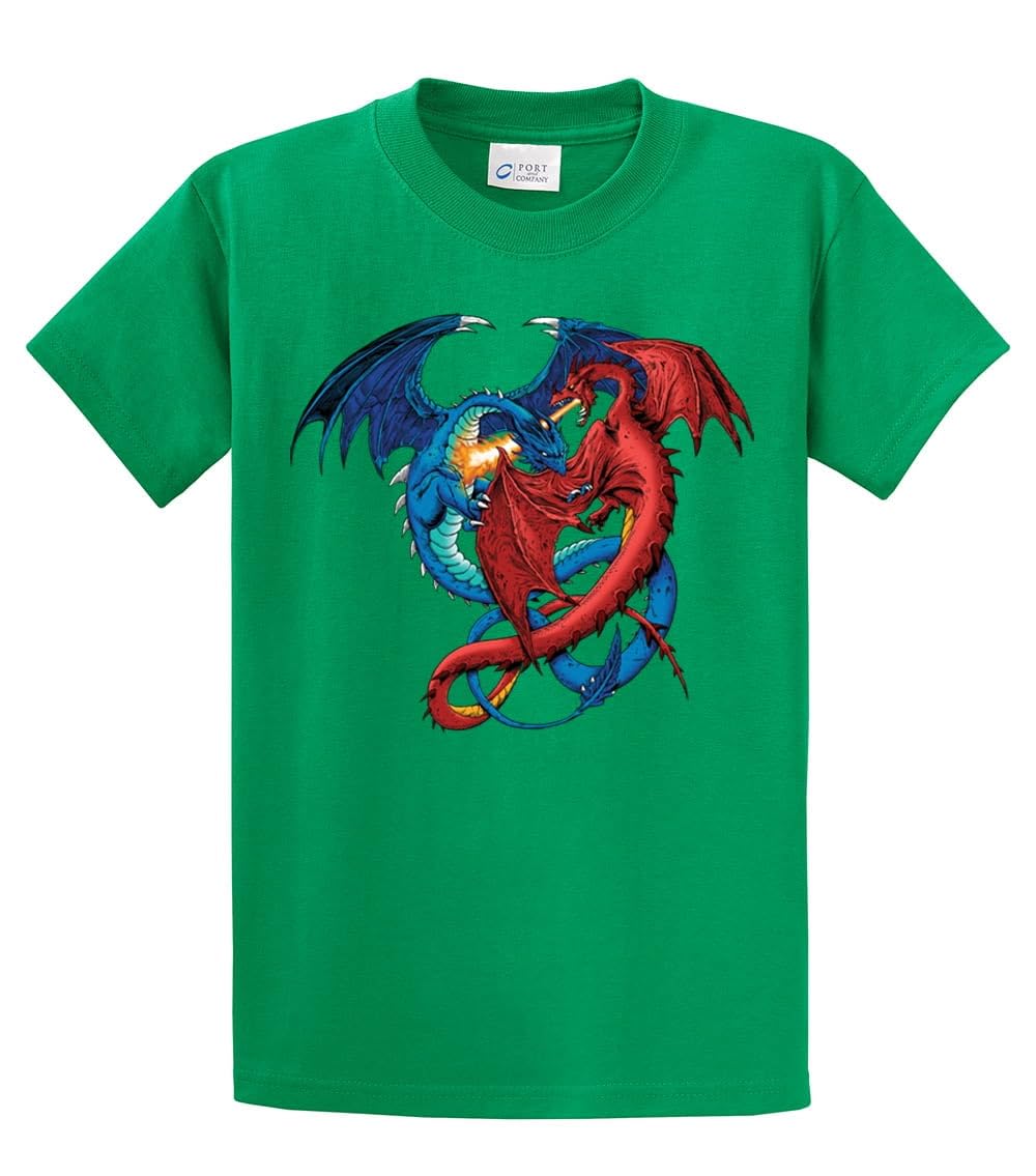 Dragon Red and Blue Dragons Fighting Fantasy Mythical Mother Draco Fire Breathing Serpent - Collectible Figurine for RPG Gaming & Home Decor