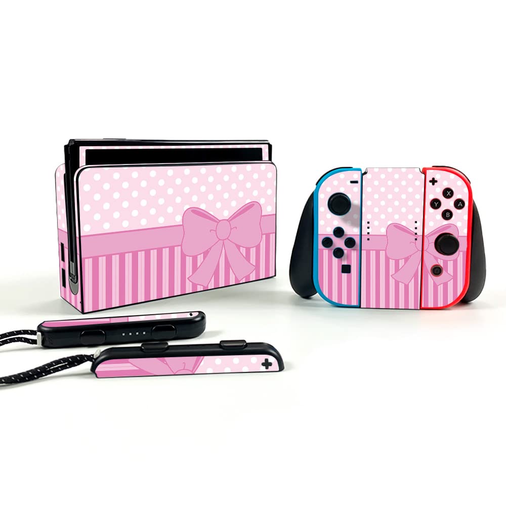 MightySkins Pink Present Vinyl Decal Wrap Cover for Nintendo Switch OLED - Protective, Durable Skin | Easy to Apply & Remove | Made in USA | Perfect for Gaming, Travel, and Personalization