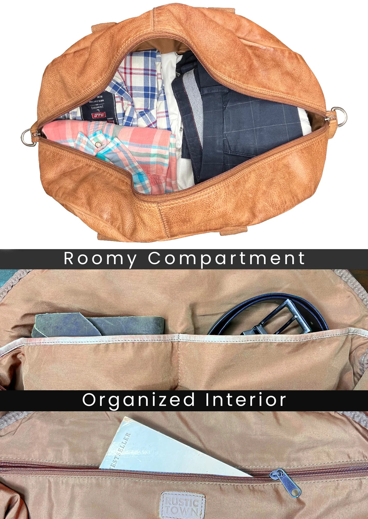 Premium Casanova Genuine Leather Duffel Bag for Men - Stylish Brown Travel Bag, Gym Bag & Weekender - Perfect for Business Trips, Gym & Outdoor Adventures