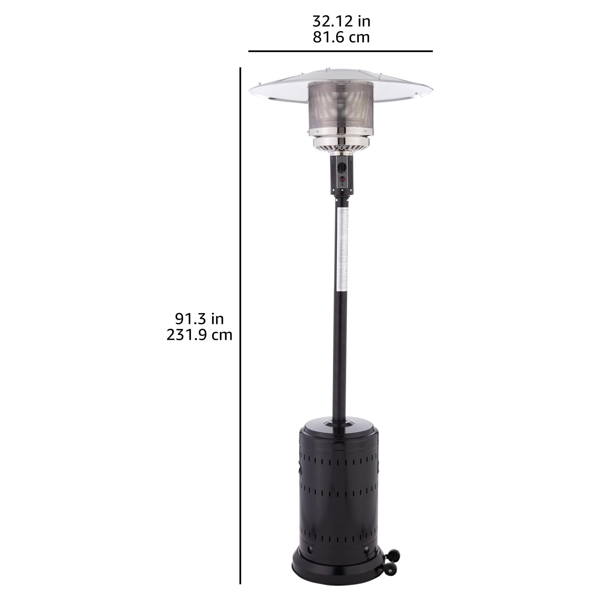 Amazon Basics 46,000 BTU Outdoor Propane Patio Heater with Wheels - Commercial & Residential Use - Havana Bronze Finish - Includes Water Tank - 32.1