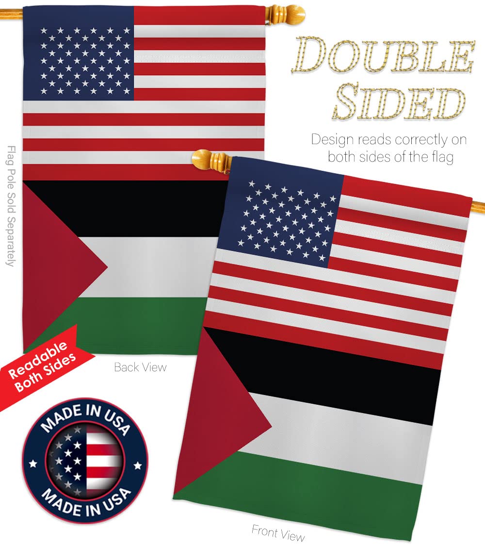 Americana Home & Garden Palestine US Friendship House Flag - Double-Sided Outdoor Yard Decoration, Made in USA - Perfect for Garden, Patio, International Events & Country-Themed Parties