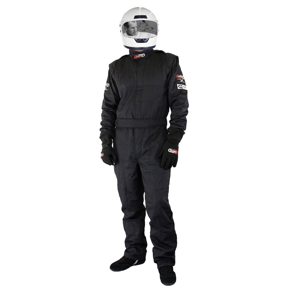 PROFOX-501 SFI 3.2A/5 Certified One-Piece Auto Racing Fire Suit - Flame Resistant Black Coveralls for Motorsports (Small/Medium/Large) - Perfect for NASCAR, Drag Racing & Track Days