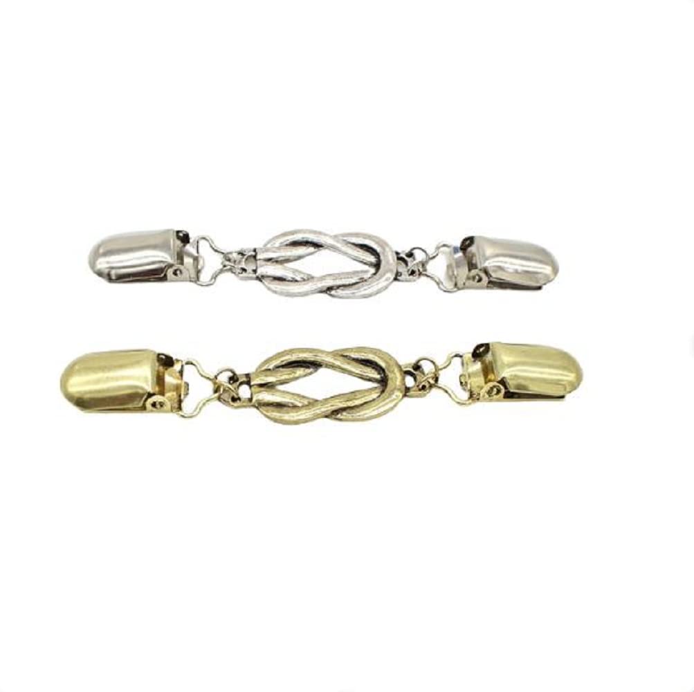 Retro Sweater Clips for Women - 2PCS Bling Brooches for Cardigans & Shawls