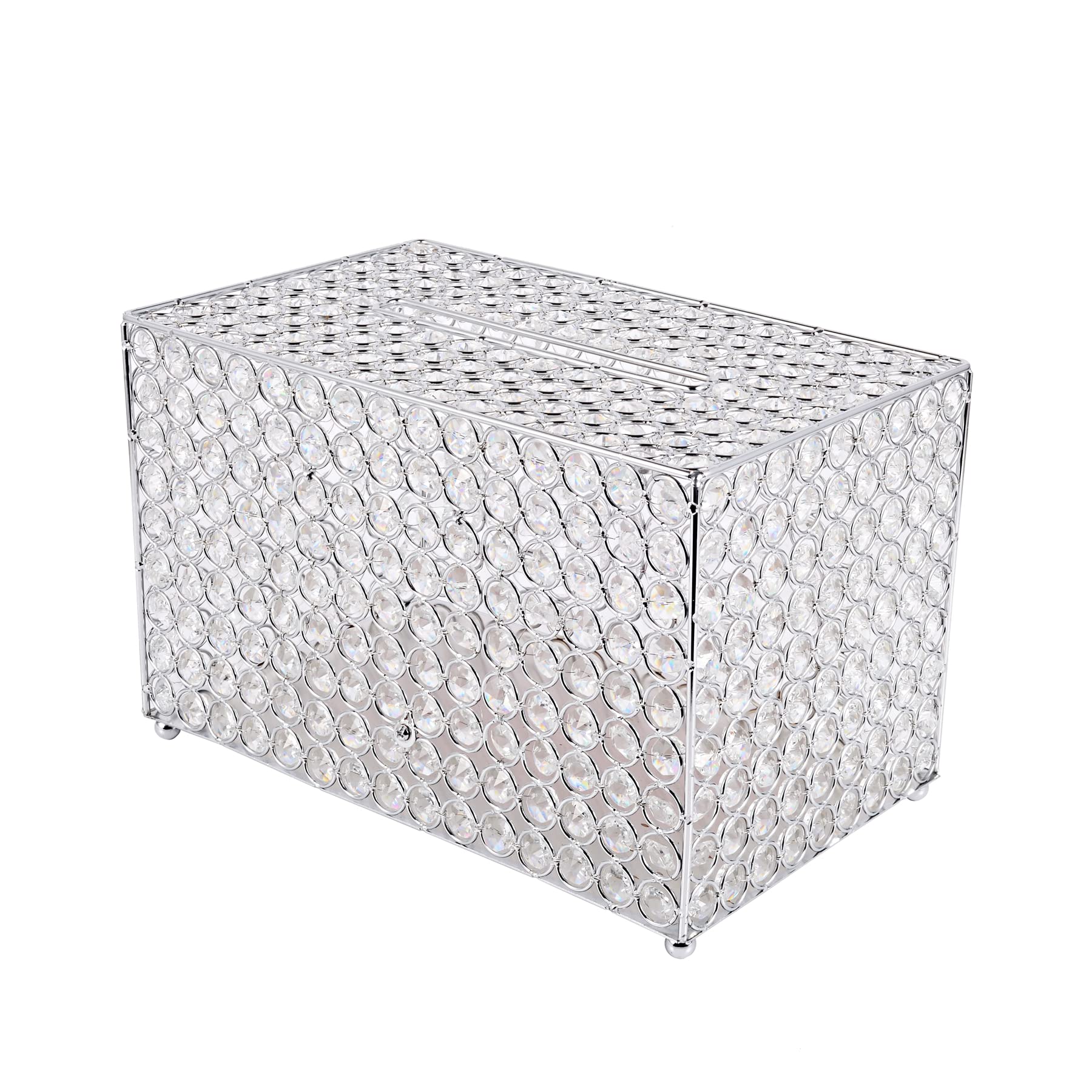 Silver Gift Card Money Box with Genuine Crystal Beads - Elegant Wedding, Anniversary, Baby Shower & Birthday Party Decor - Perfect for Reception, Graduation & Special Events (Silver Wedding Card Cage)