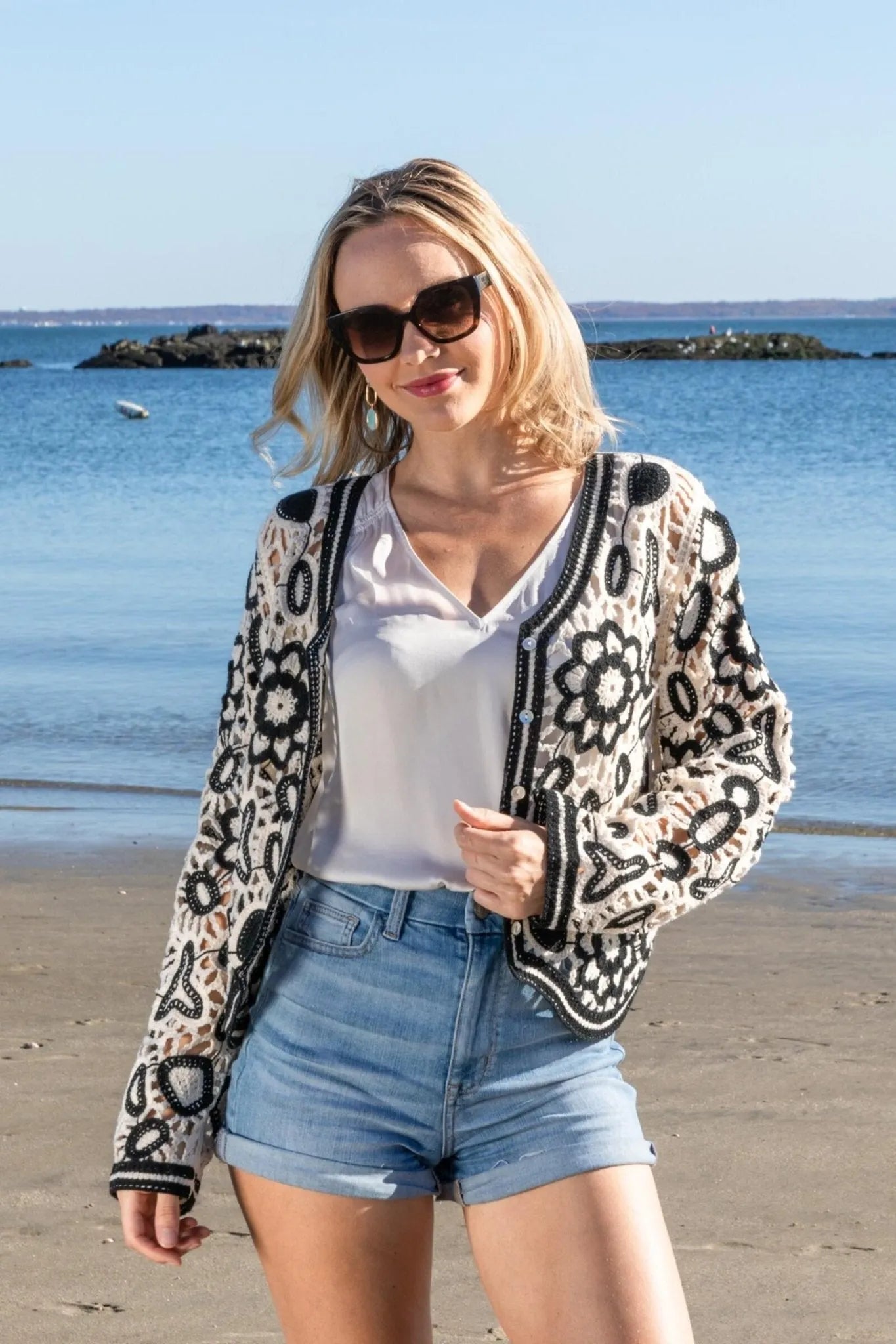 Elegant Floral Lace Crochet Short Jacket for Women - Boho Chic Summer Cover Up - Perfect for Beach, Wedding & Date Night Outfits