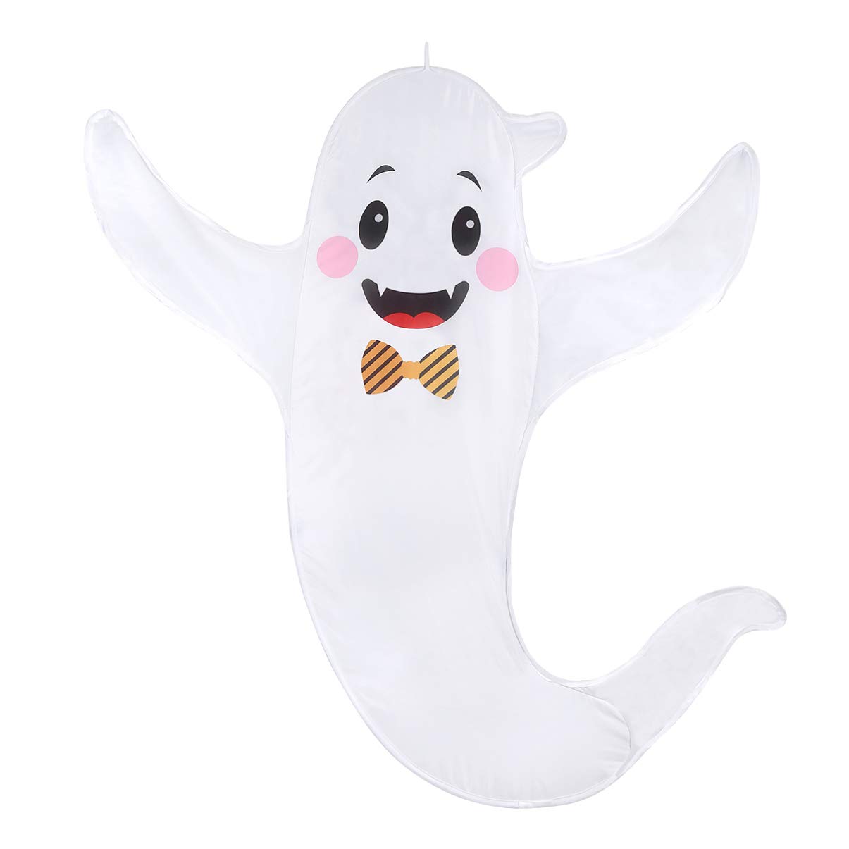 Kisangel Double-Sided Halloween Ghost Windsock - Spooky Hanging Decor with Two Expressions for Front Yard, Patio, Garden Party & Outdoor Halloween Decorations (White)