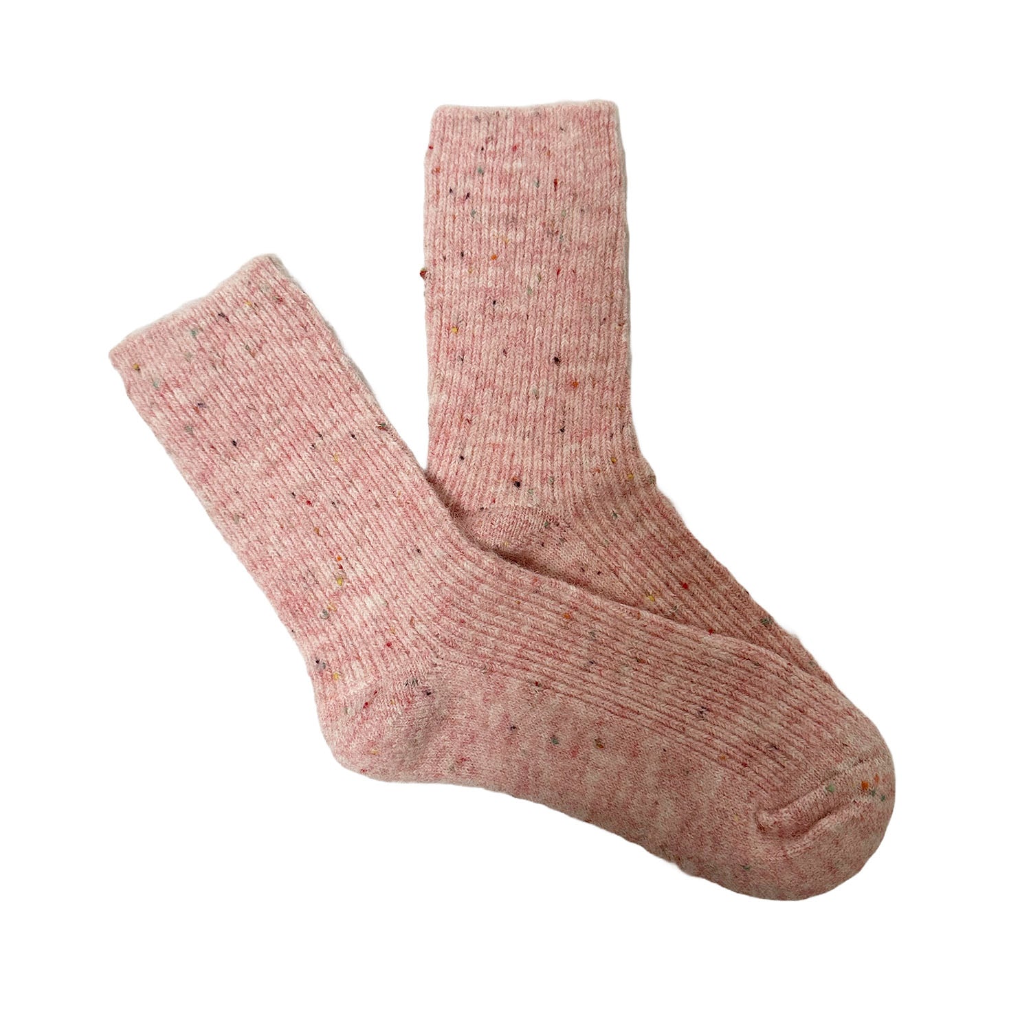 FLOOF Women's Speckled Wool Blend Socks - Soft & Warm Pink Winter Socks for Women - Perfect for Hiking, Snow Boots & Cozy Home Wear