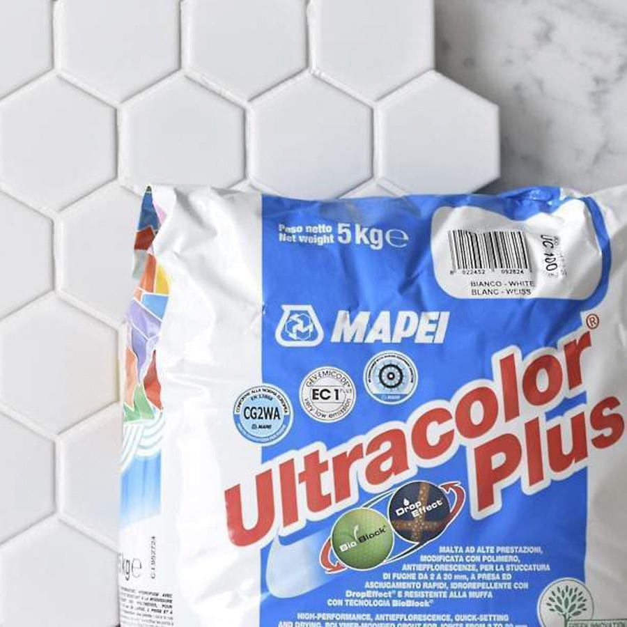 UltraColor Plus Premium Grout by Mapei - 5kg White Cementitious Grout for Tile & Stone - Perfect for Bathrooms, Kitchens & Flooring Projects