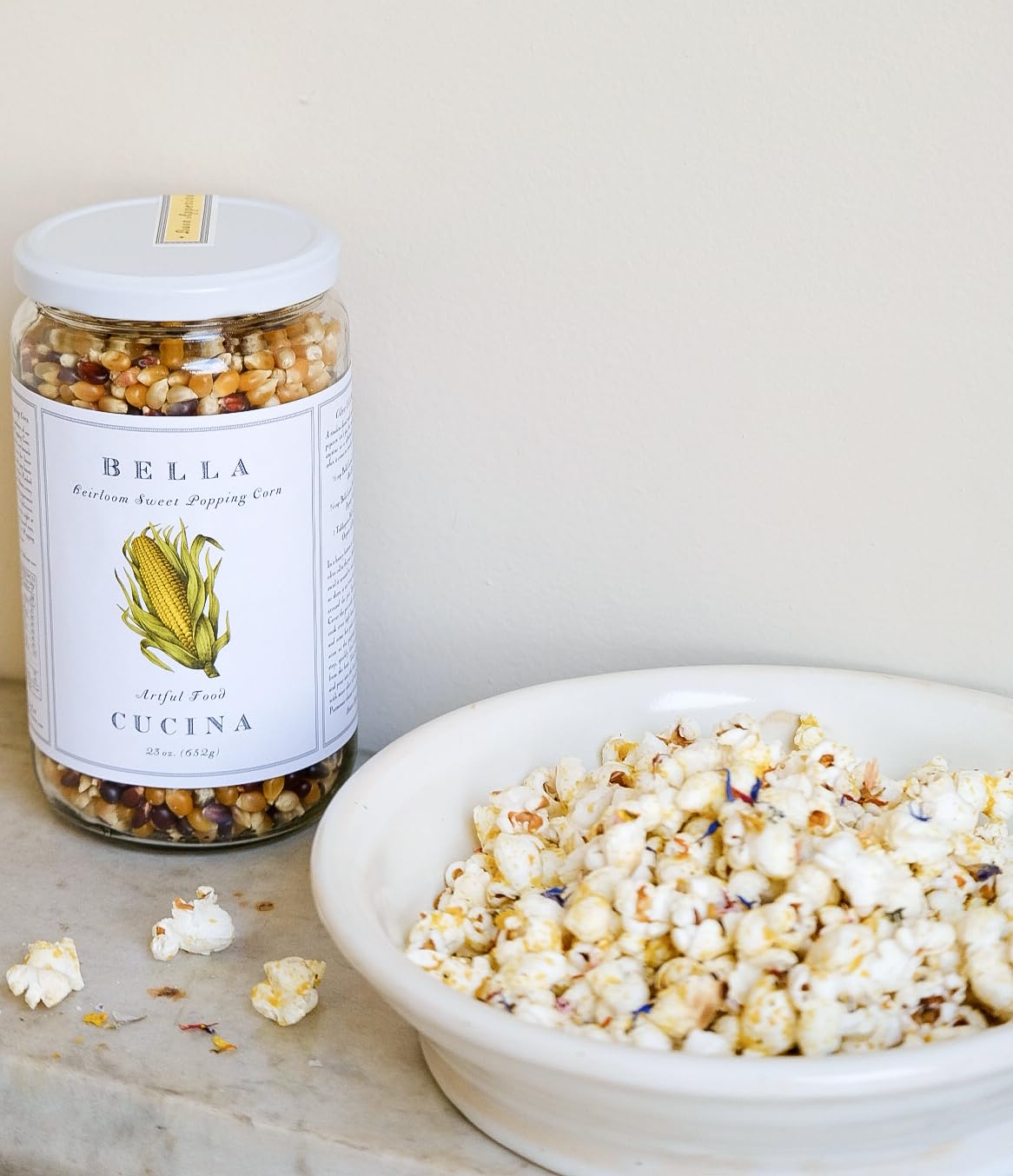Bella Cucina Sweet Heirloom Popcorn Gift Set with White Truffle Salt - Limited Holiday Edition - Perfect for Christmas Gifts, Corporate Gifts & Gourmet Snacking